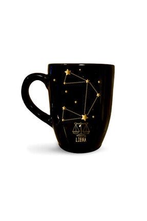 Yıldız Haritalı Terazi Burcu Siyah Kupa - Burçlu kahve kupası kupa bardak kahve fincanı KUP156