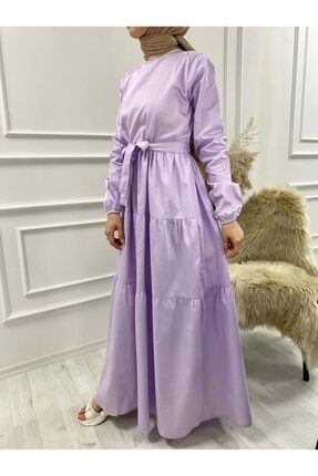 Kadın Lila Uzun Kat Kat Elbise UKE1001
