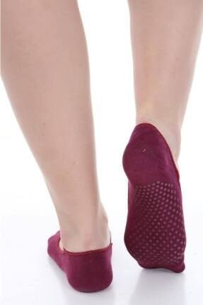 6 Çift Bordo Renk Taban Kaydırmaz Pilates Çorabı gs-kl295