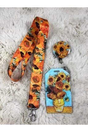 Van Gogh Ayçiçekleri Boyun Askısı Yoyo ve Kartlık Set VANGOGHSET2