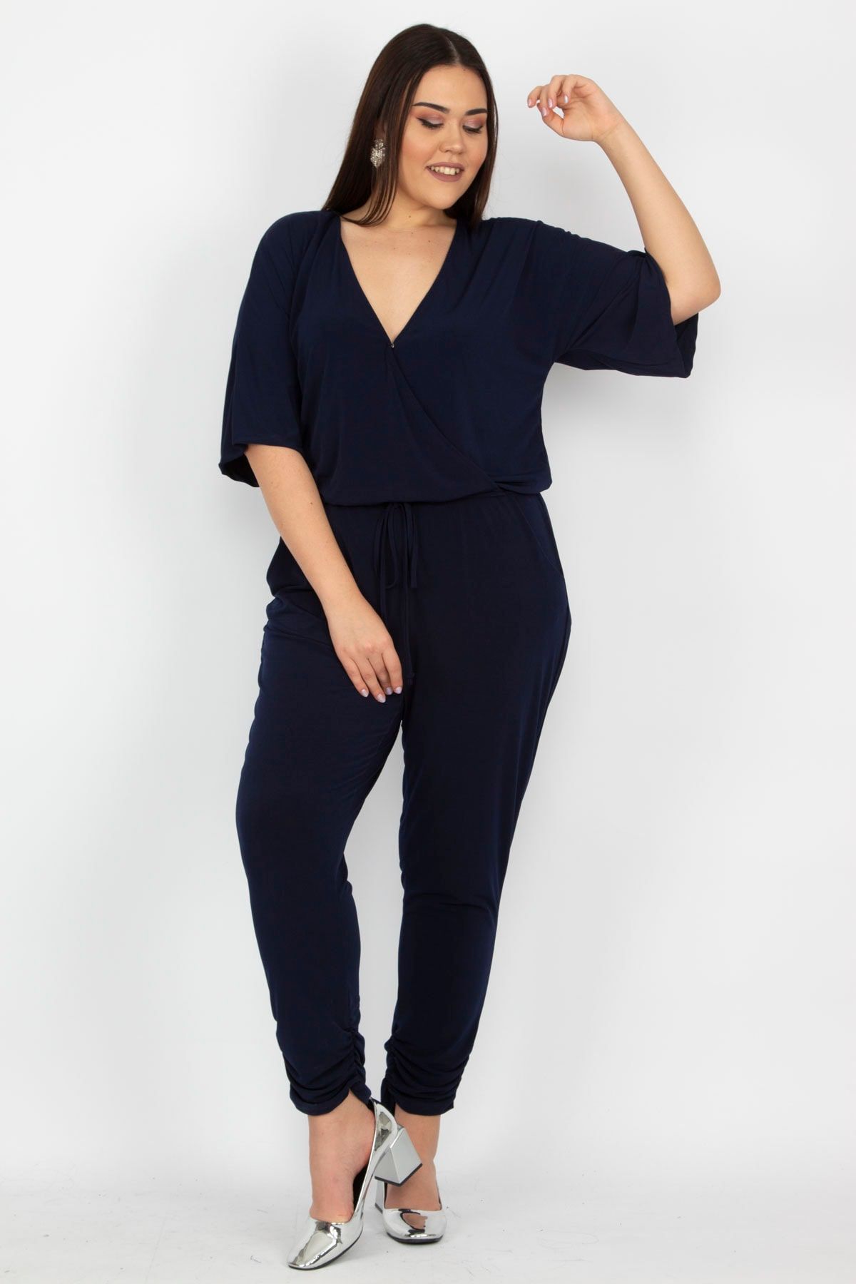 Plus size shop navy jumpsuit