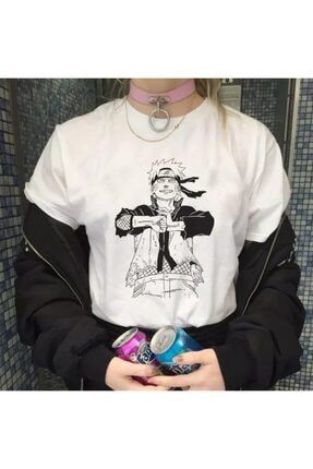Kadın Beyaz Naruto Anime T-Shirt rbg0042