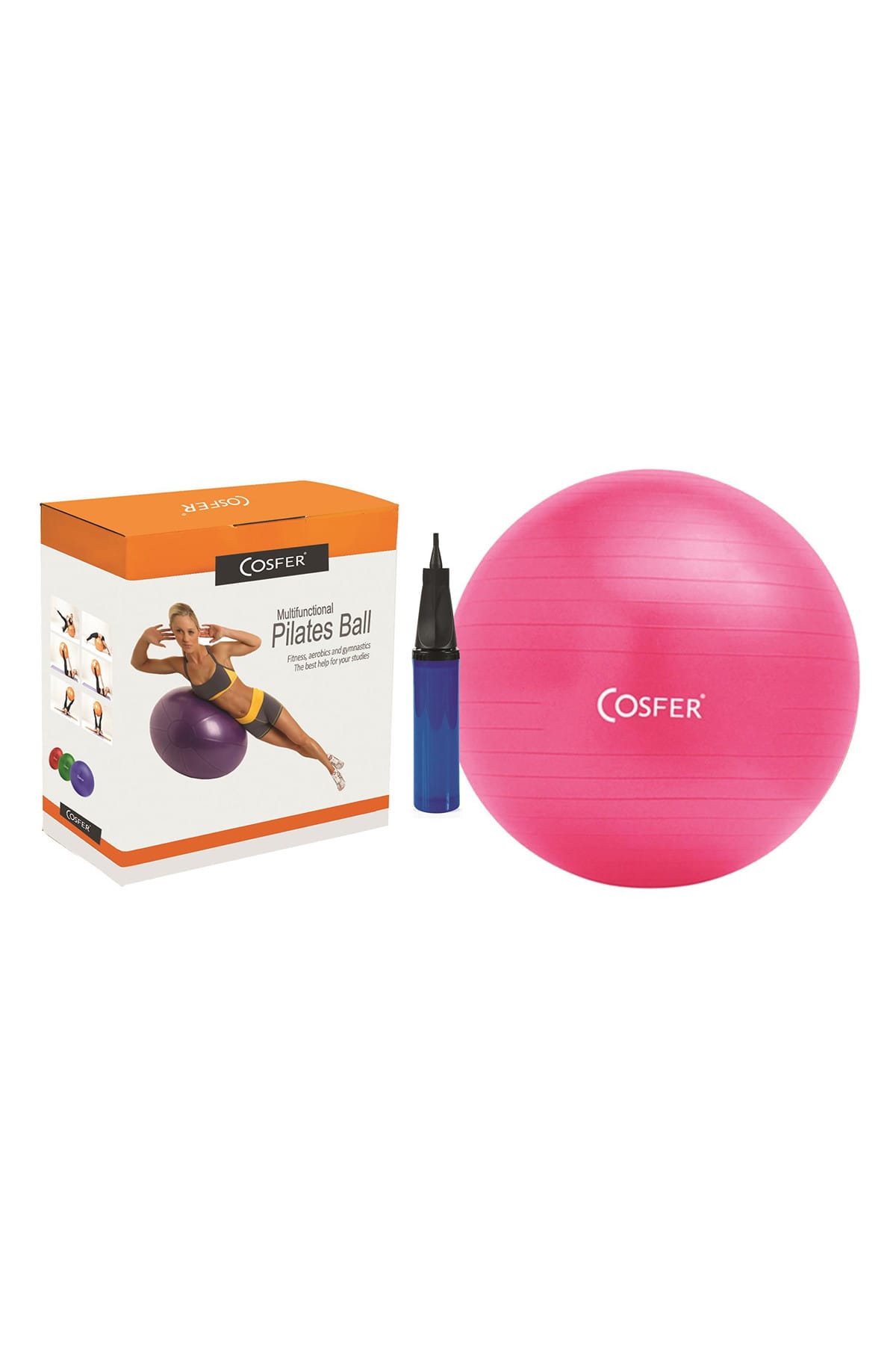 Cosfer CSF-65CMKTP Kutulu Pilates Topu Pembe Pompa