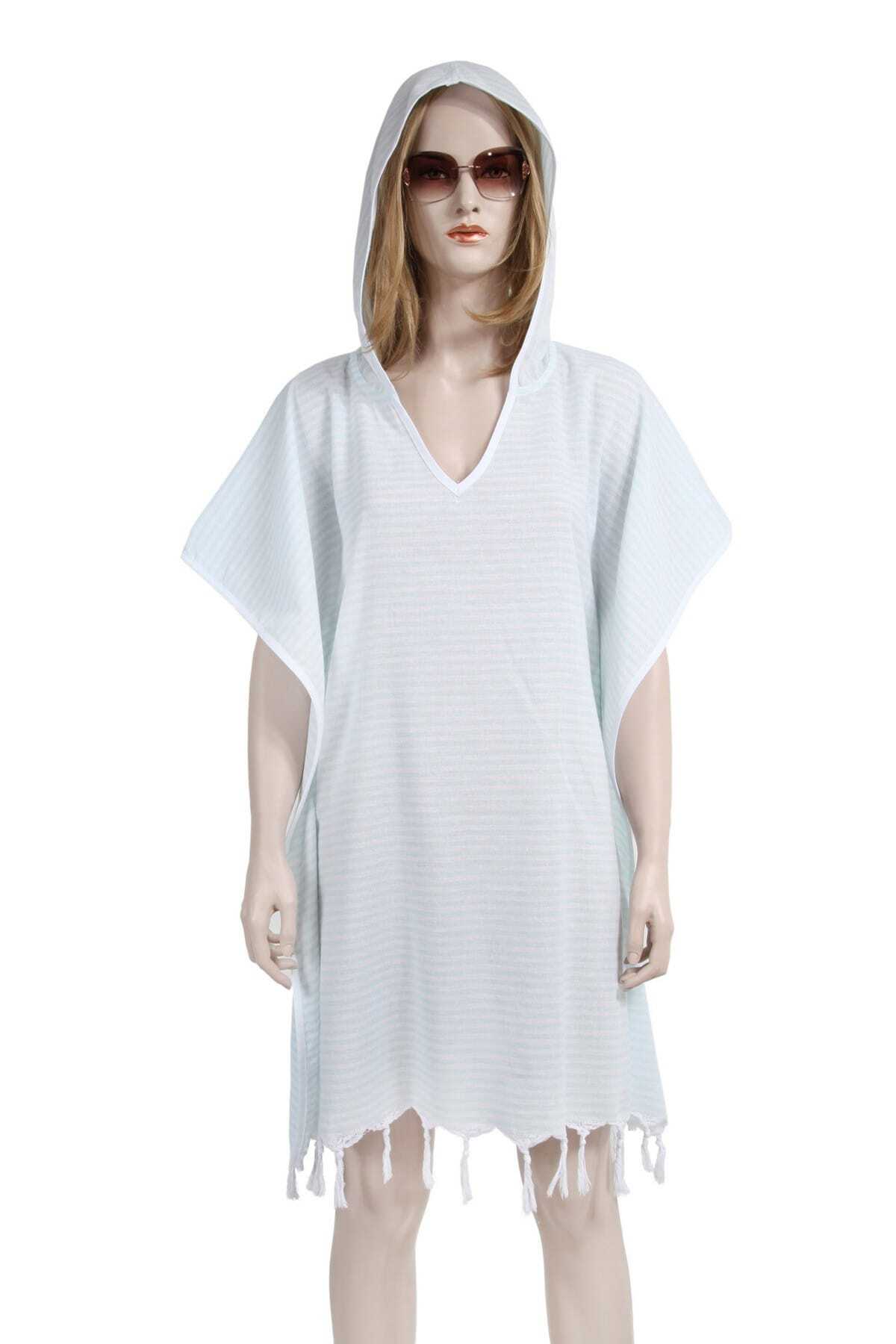 Bedinn-Loincloth Dress Hooded Pinstripe Mint Green Pje004 1