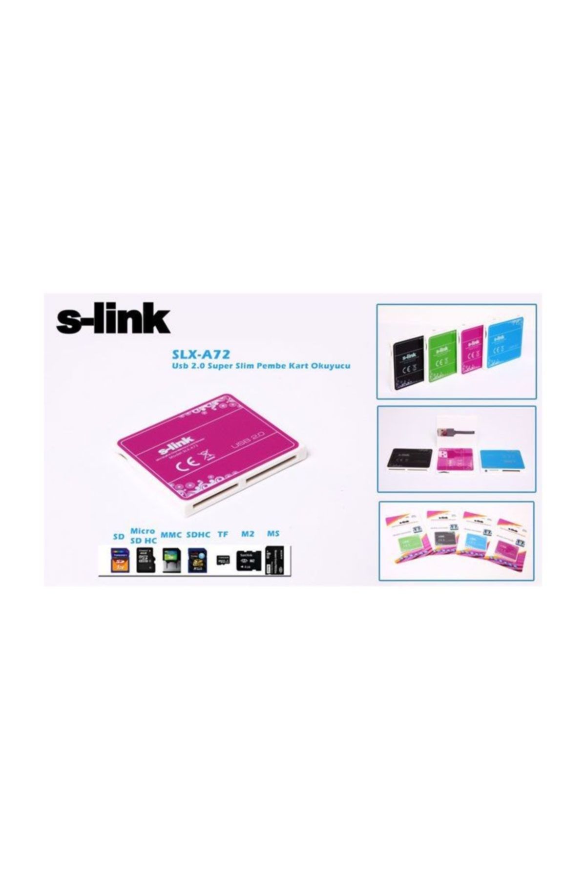 S-LINK-S-Link Slx-A72 Usb 2.0 Multi Slim Red Card Read 2