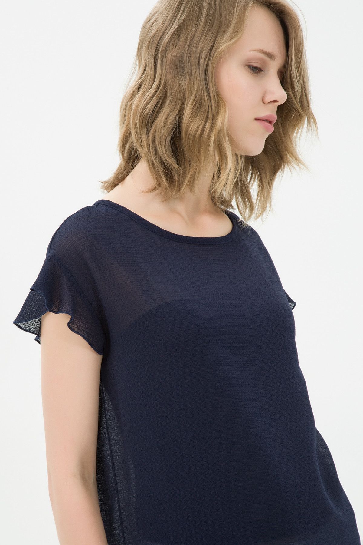 Koton Bluse Dunkelblau Regular Fit Fast ausverkauft