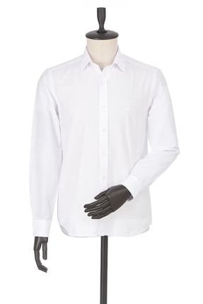 Beyaz Filafil Desen Slim Fit Uzun Kollu Gömlek TYC00180282968