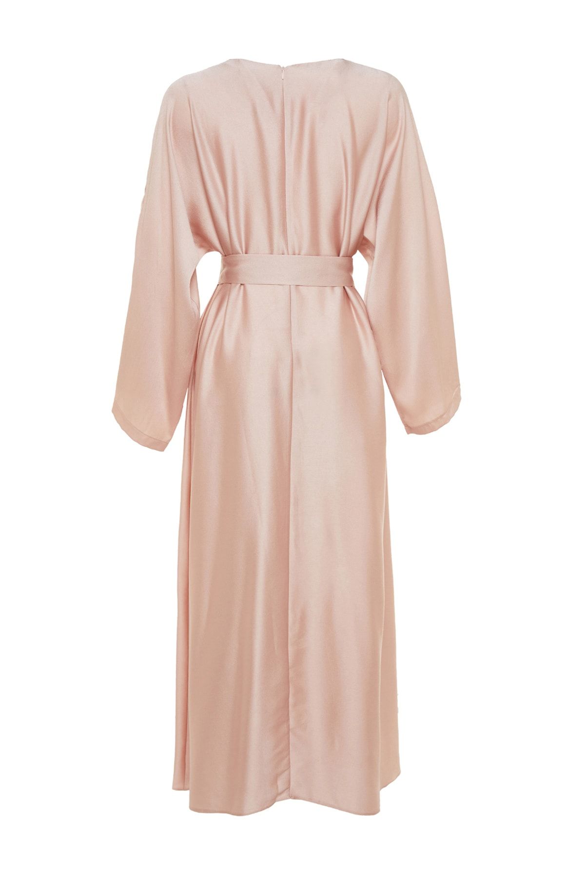 Trendyol Modest-Pudergürtel, weit geschnittenes Satin-Abendkleid, Jalabiya-Kleid TCTSS23DB00014 9