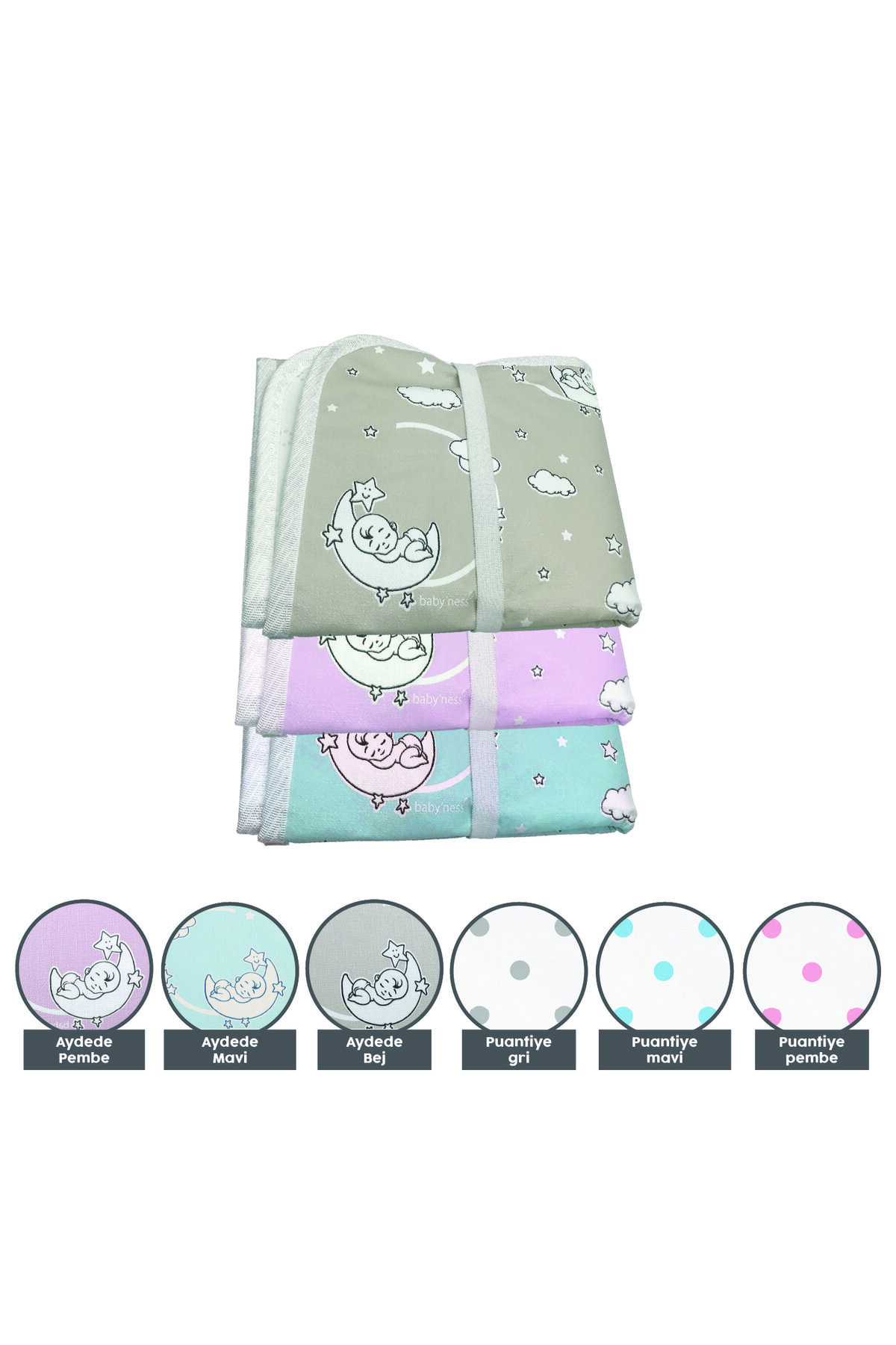 Baby'ness Çanta Boy Bebek Alt Açma Pedi Sıvı Geçirmez Leke Tutmaz Aydede Desenli Pembe fotoğrafı 5 (önizleme)