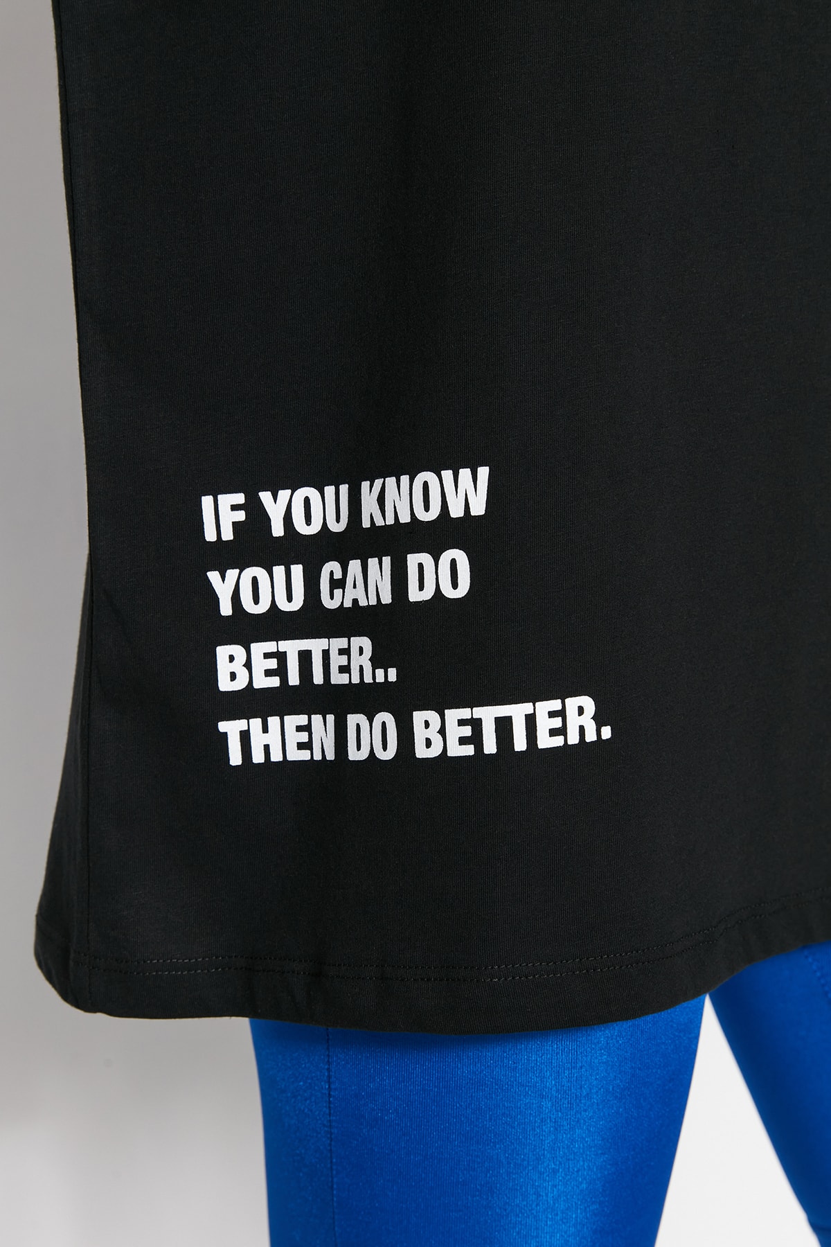 تي شيرت محبوك أسود 100% من القطن بشعار مقاس كبير/و...