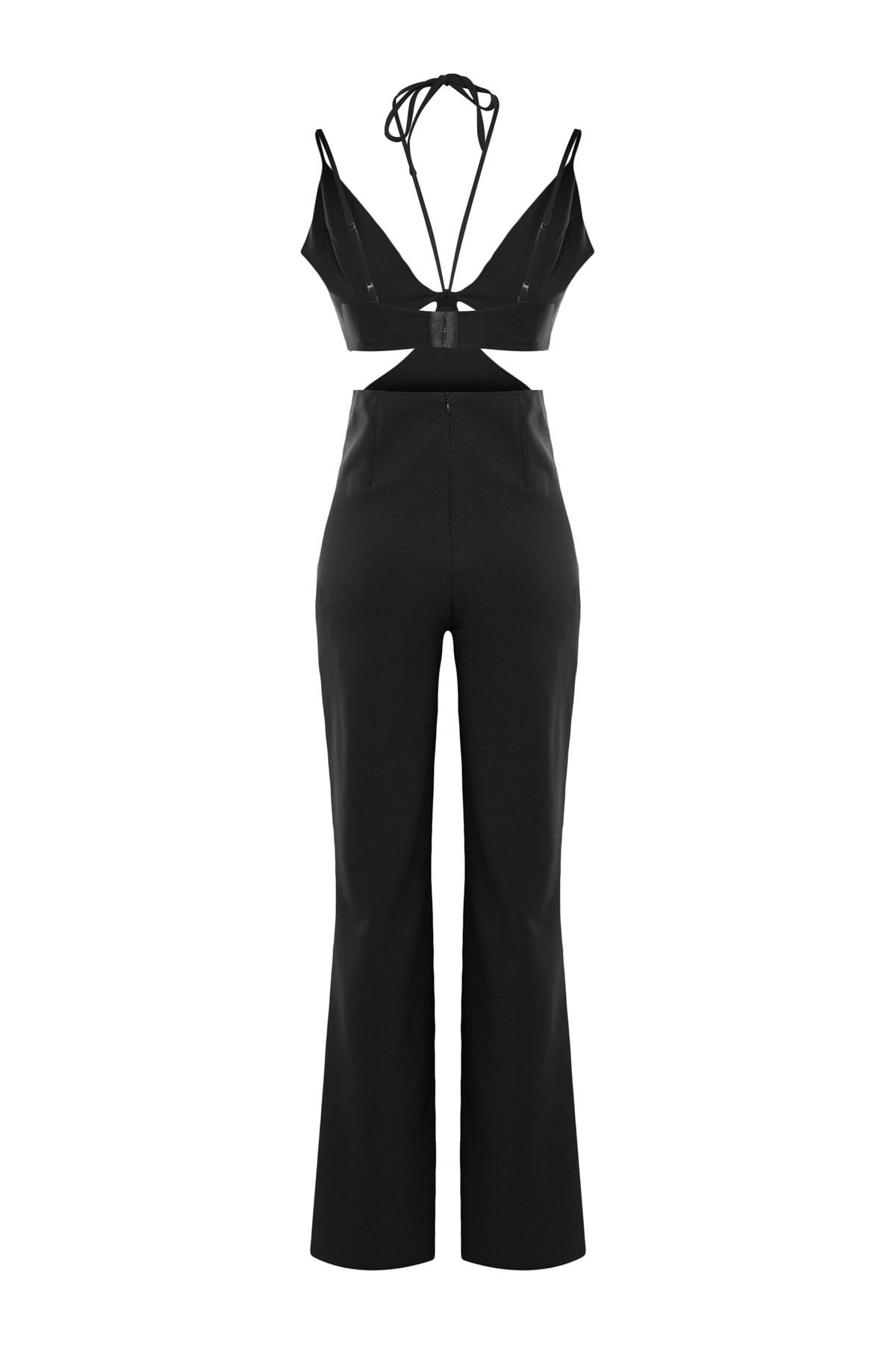 Trendyol Collection-Schwarzer gefütterter Jumpsuit mit gewebtem Fenster/Ausschnitt und Paspelierung TPRSS23TU00030 8