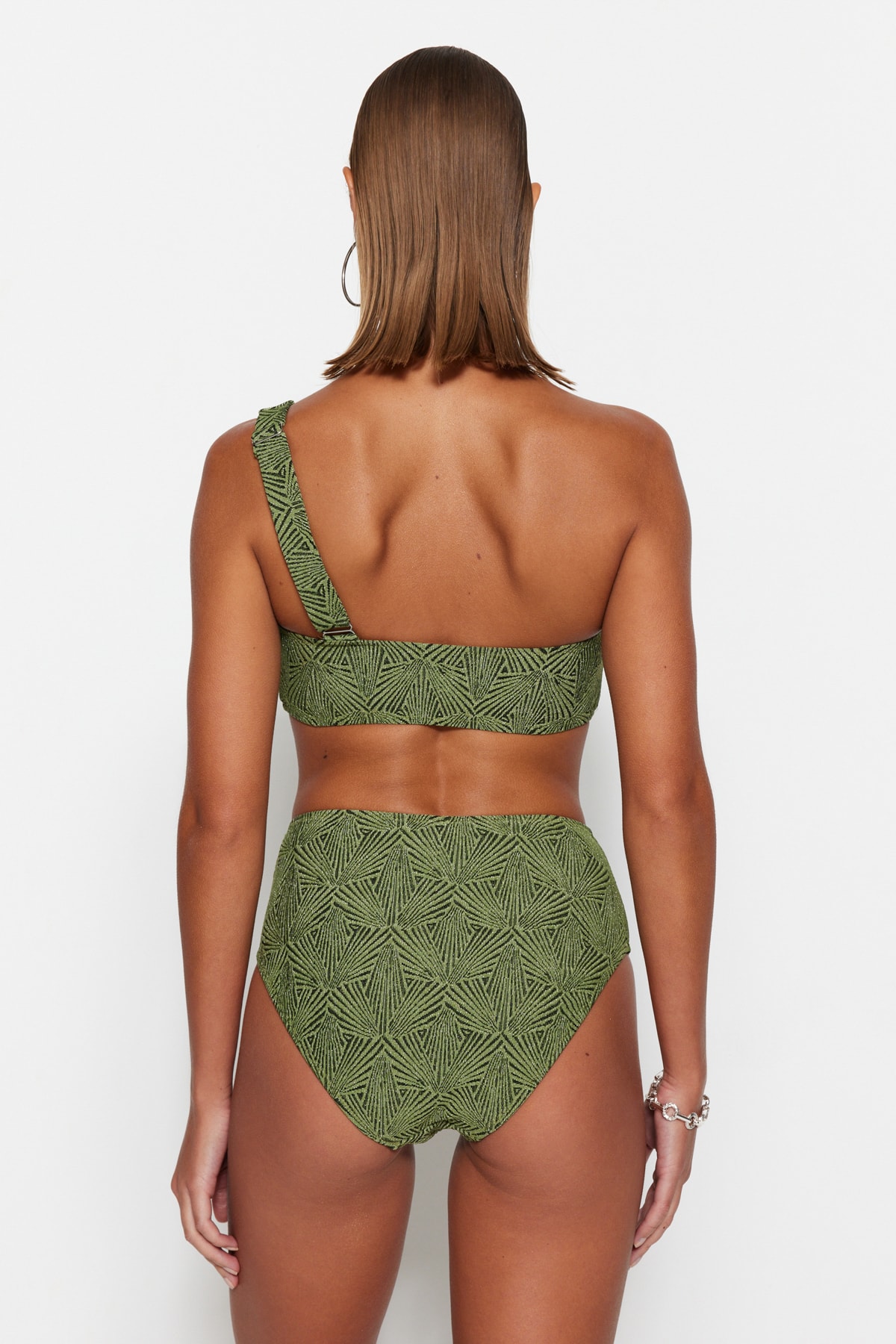 Trendyol Collection Bikini-Hose Grün Strukturiert XV7672