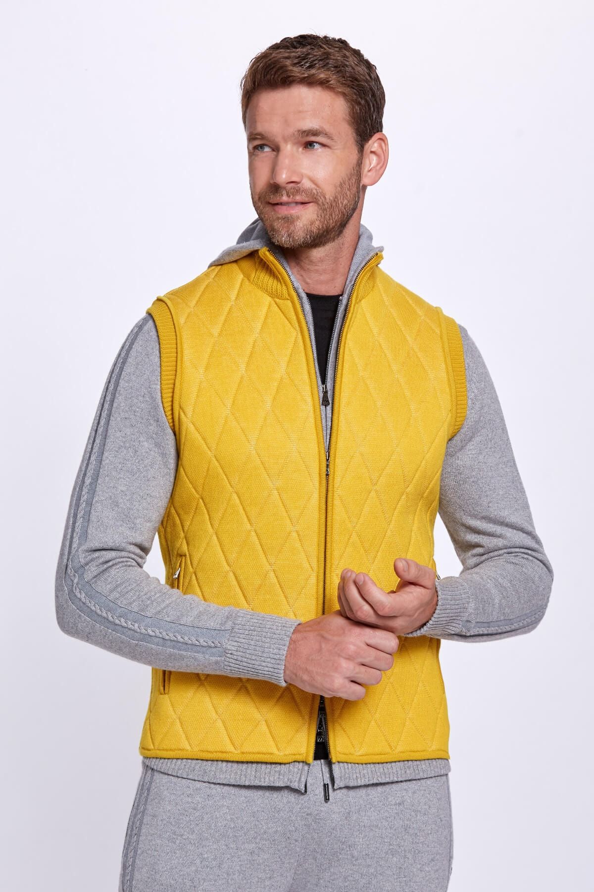 Hemington Merino Yün Activewear Sarı Triko Yelek