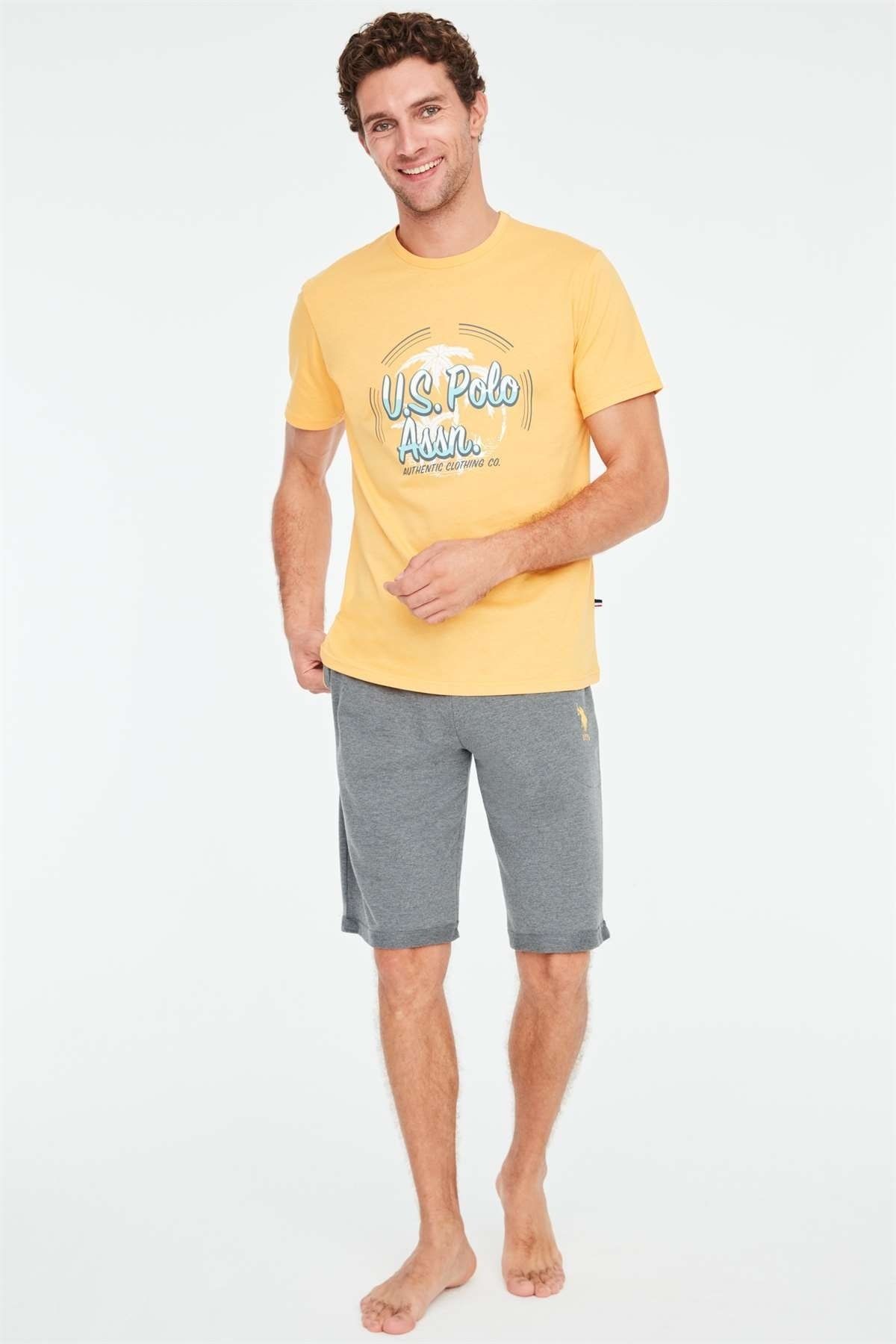 ست پیژامه نارنجی مردانه تیشرت اورجینال U.S. Polo Assn.