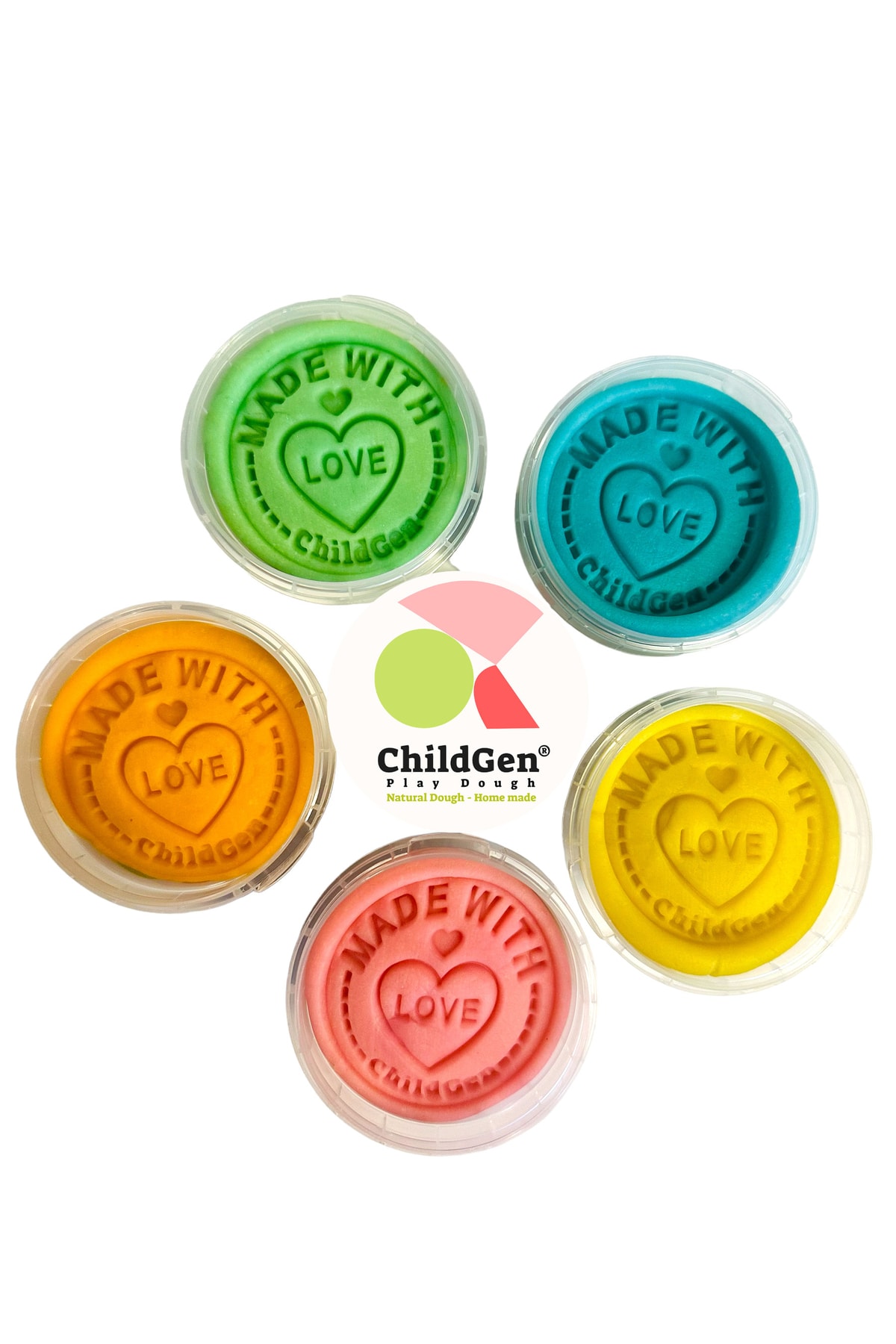 ChildGen Doğal Oyun Hamuru - Eco Cup- 5'li Pastel Renkler Ara Renkler 5x125gr
