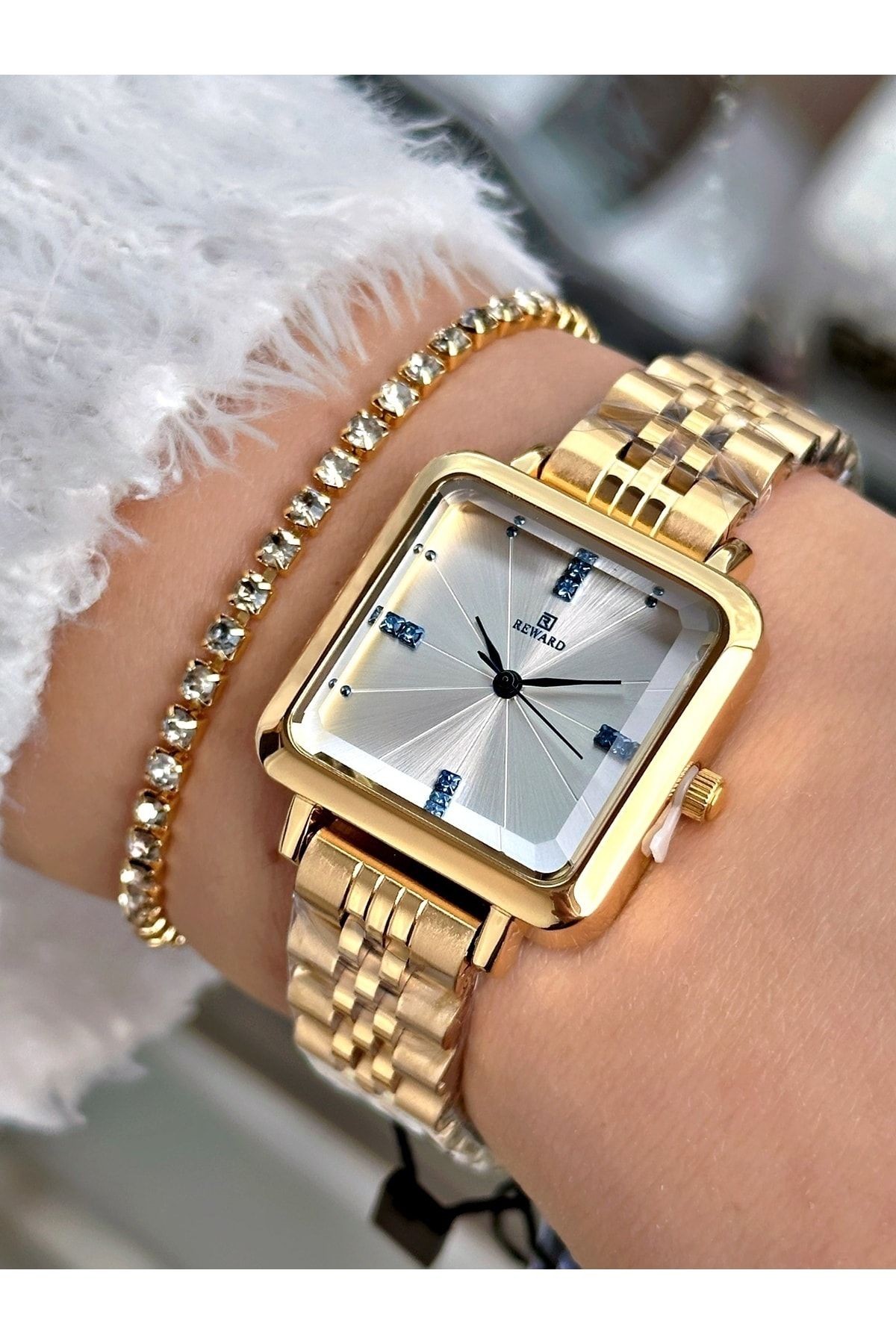 Reward Gold Gold Color Steel Strap Original Square Women s