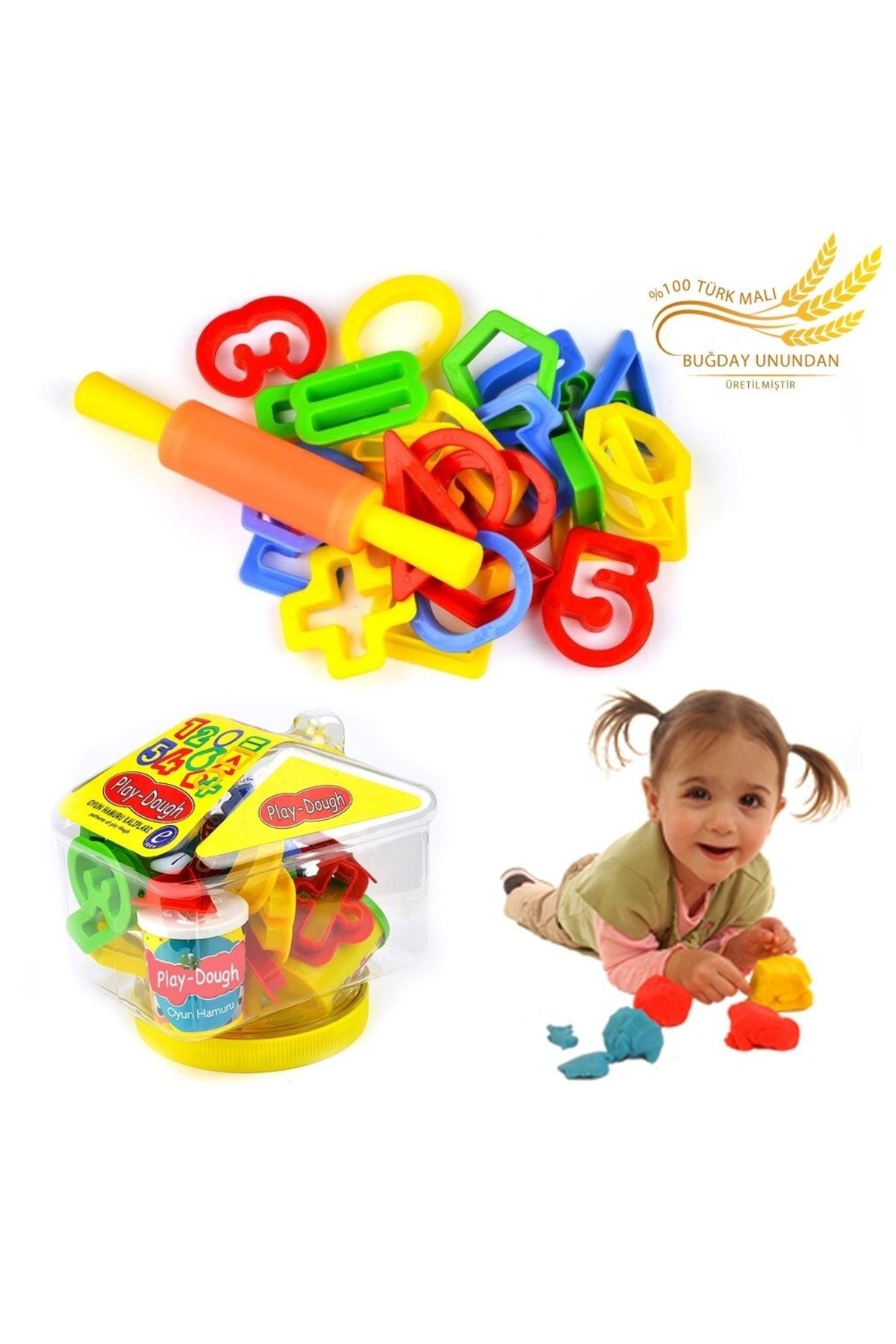 Yaya home Rakam Ve Geometrik Şekil Kalıplı Buğday Unu Oyun Hamuru Seti - Play Dough