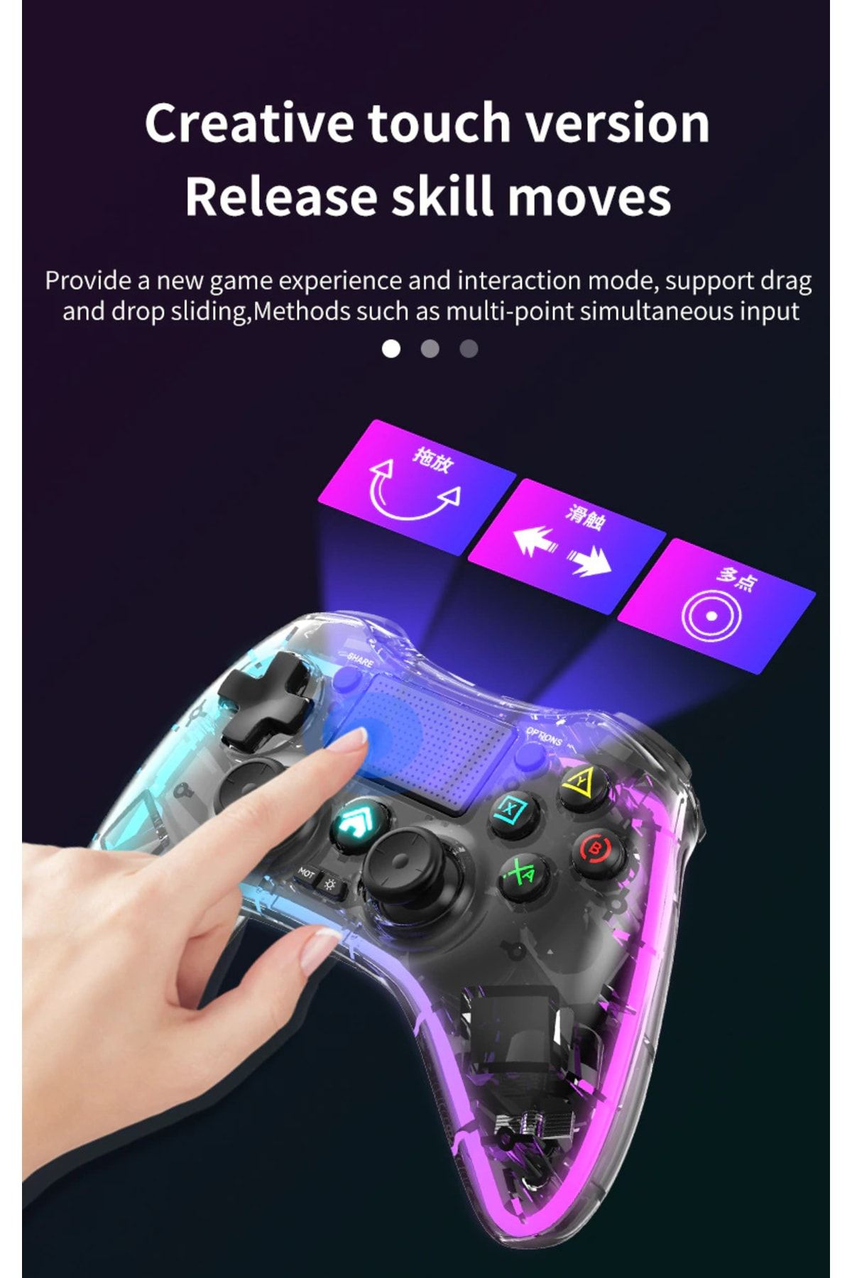 Adalia-Rgb Light Controller Wireless Gamepad Ps4/ps3/android/ios/pc/switch/tv Box Compatible Game Handle 5