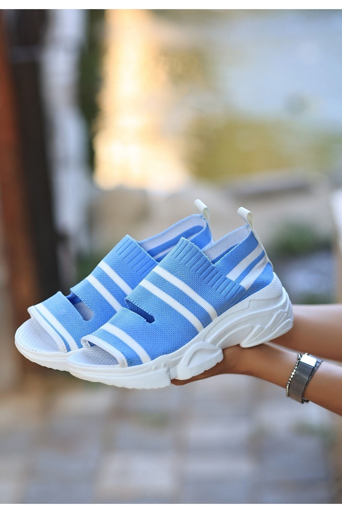 Turuncix Kadın Bebe Mavisi Triko Sandalet VB7193