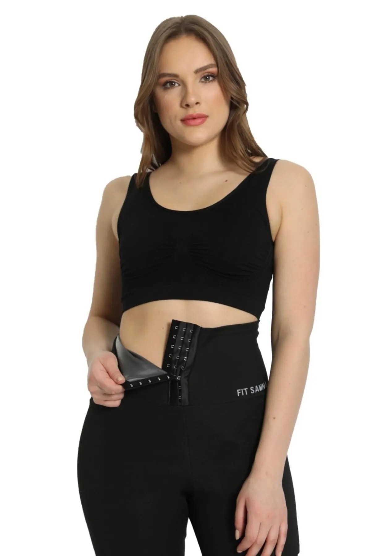 Fitsauna Fit Sauna Sauna Zayıflatan Iki Beden Incelten Vücut Şekillendirici Yüksel Bel Agraflı Sauna Tayt