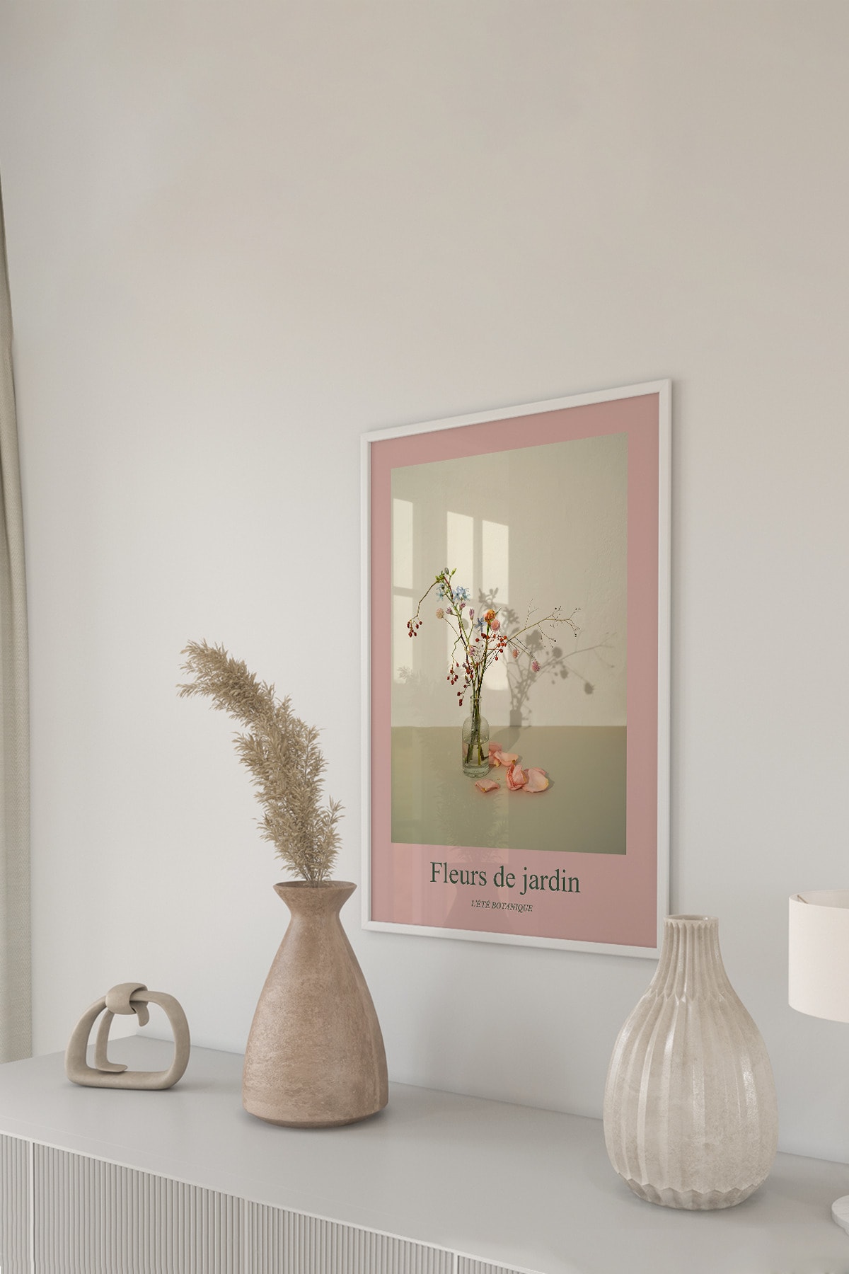 Bera Studio Fleurs De Jardin - Çerçeveli Poster Çiçekli Pembe Poster Tasarım