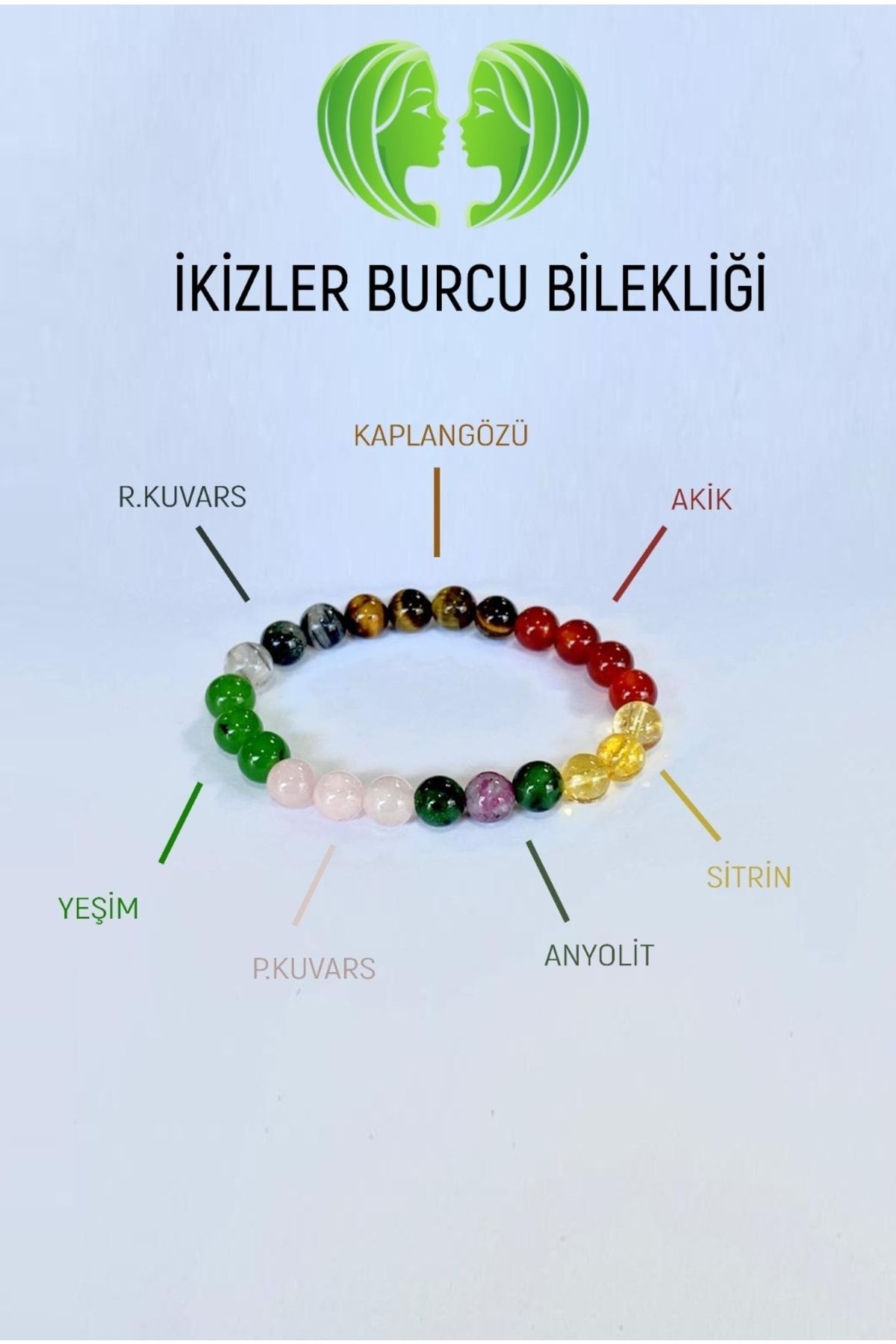 KEHRİBAREVİ KARAMAN Ikizler Burcuna Uygun Kombin Doğaltaş Bileklik