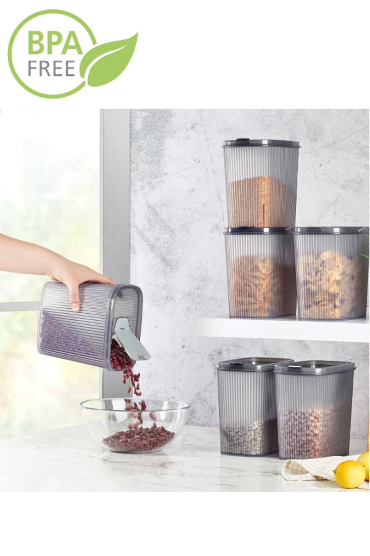 LİGROUND-9-Piece Acrylic Practical Covered Shell Design Food Storage Container (1.3 Lt - 2.5 Lt - 4 Lt) 4