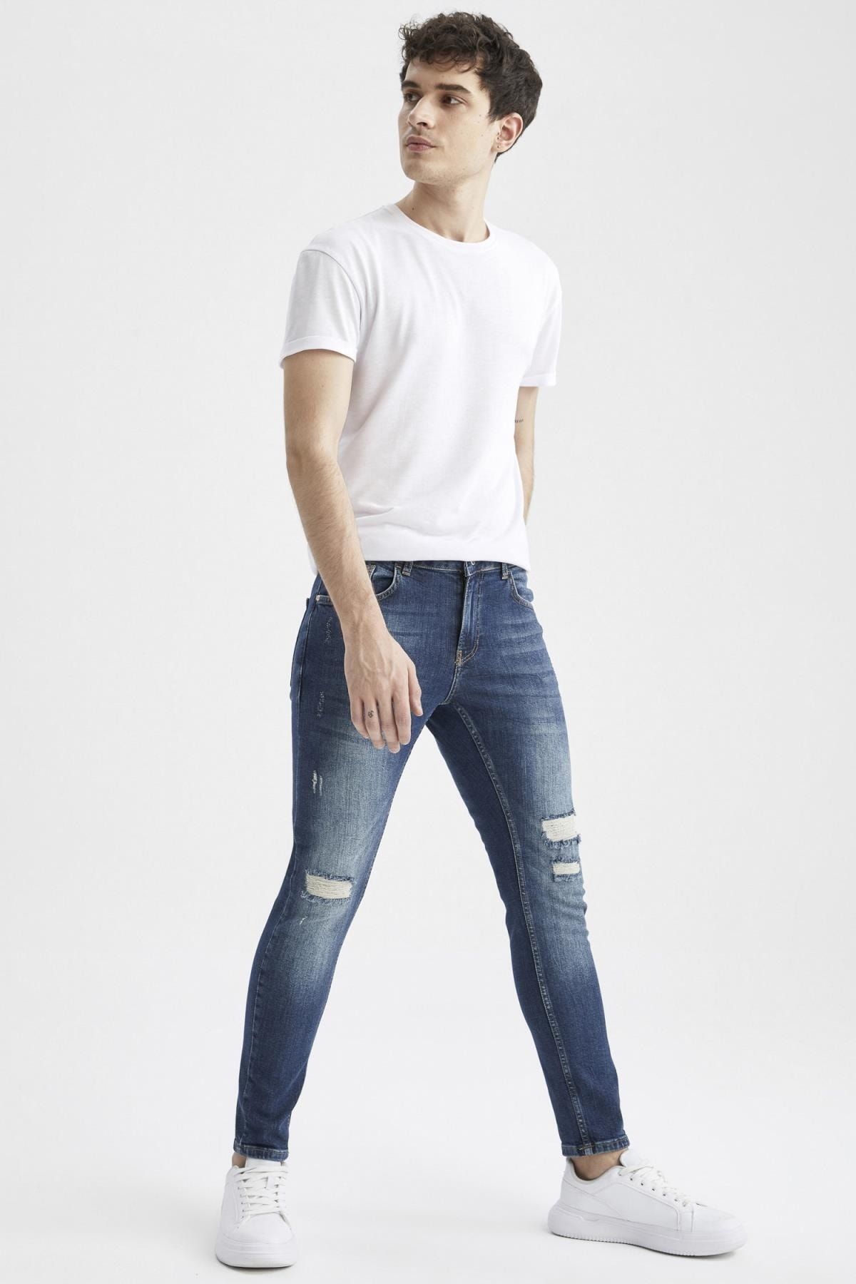 Skinny Comfort Fit Yırtık Detaylı Jean Pantolon