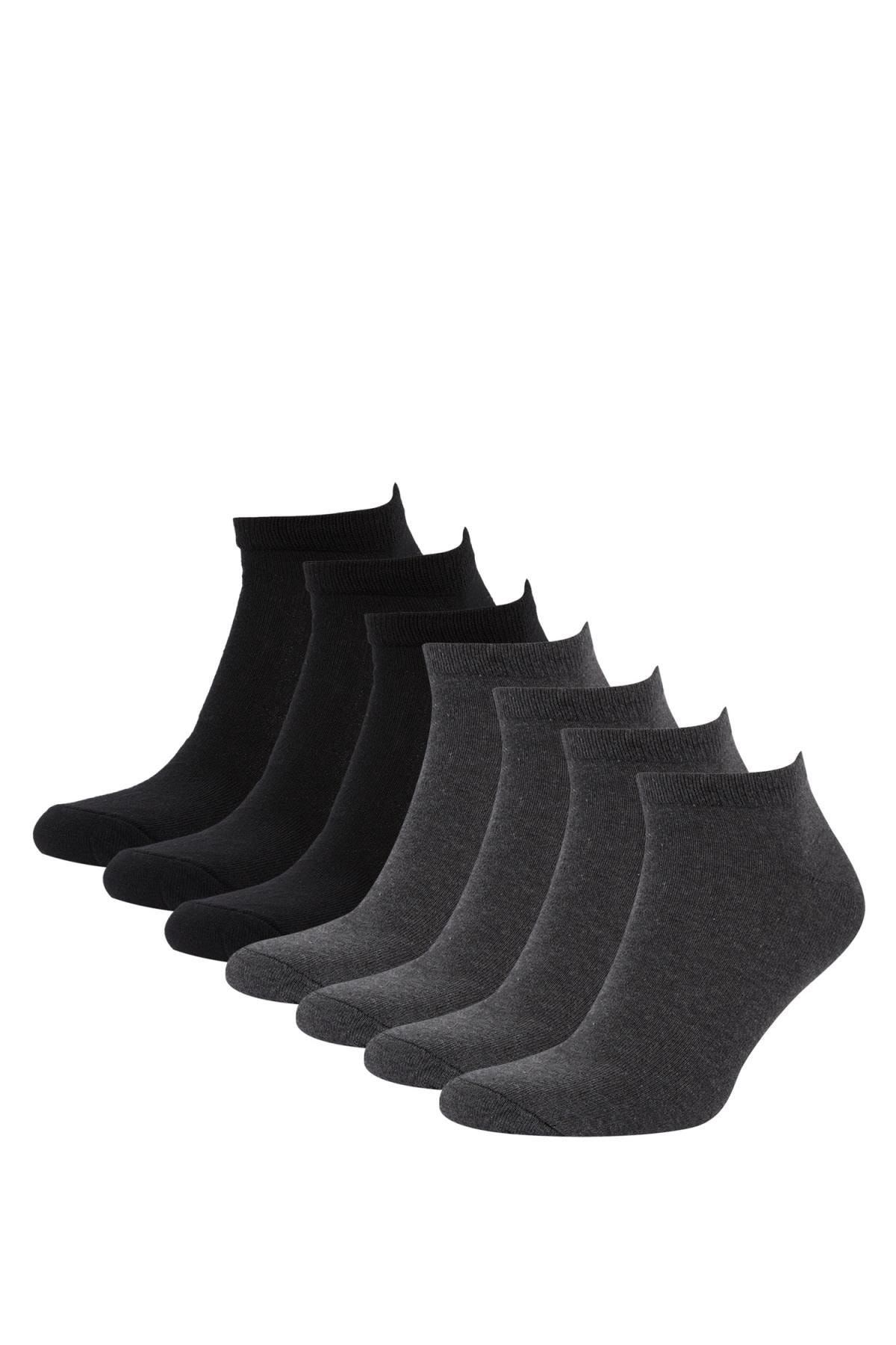 جوراب کوتاه نخی مشکی و خاکستری مردانه بسته ۷ عددی دفاکتو DeFacto (برند ترکیه)