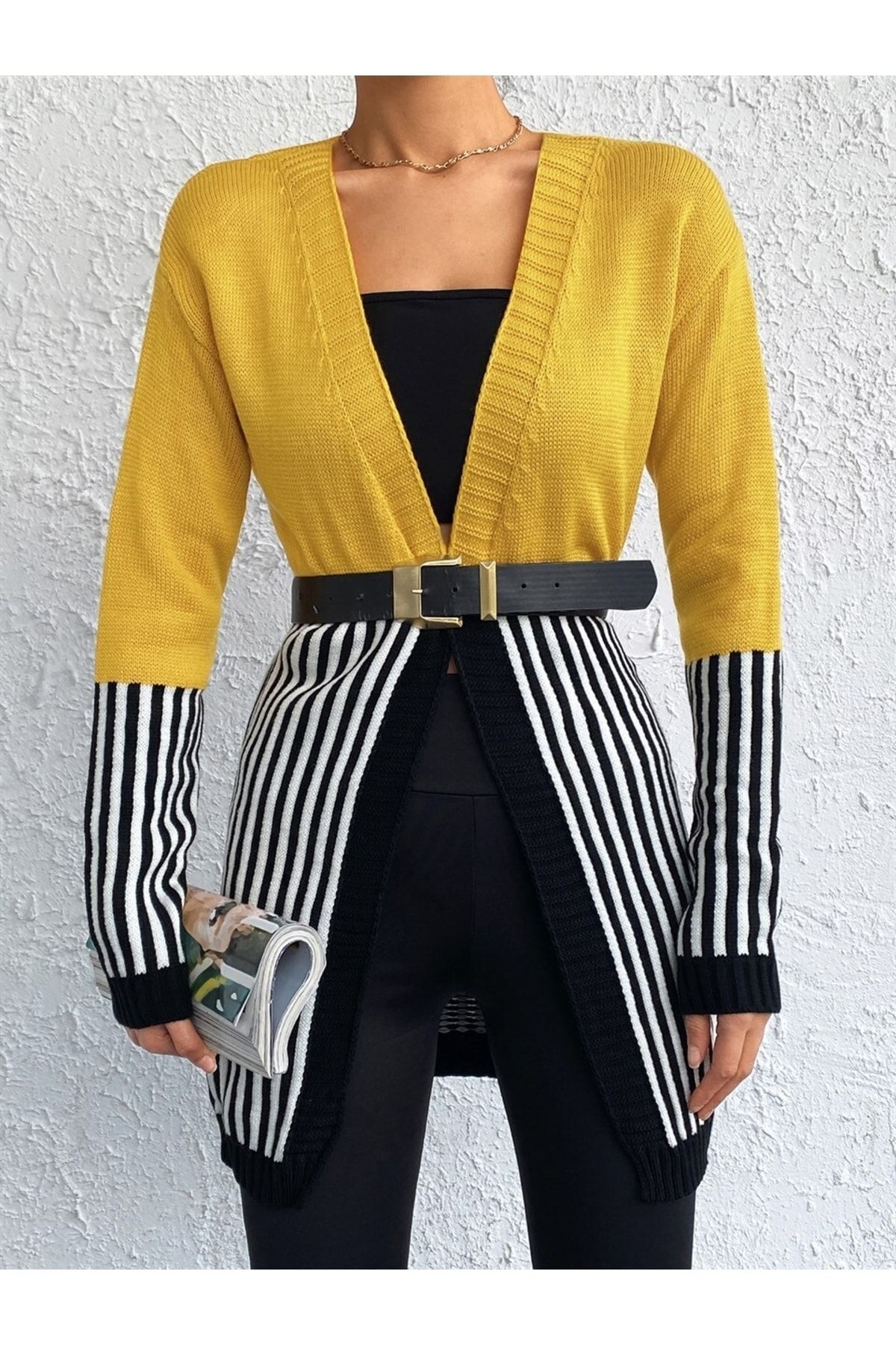 Yellow open sweater store