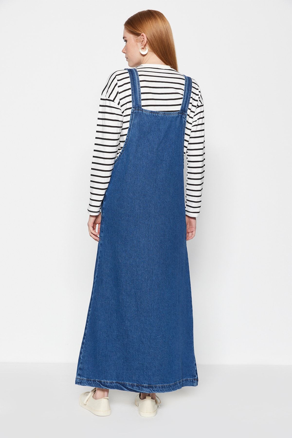 Trendyol Modest-Rochie de blugi de denim cu nasturi albastre TCTSS23EB00230 6