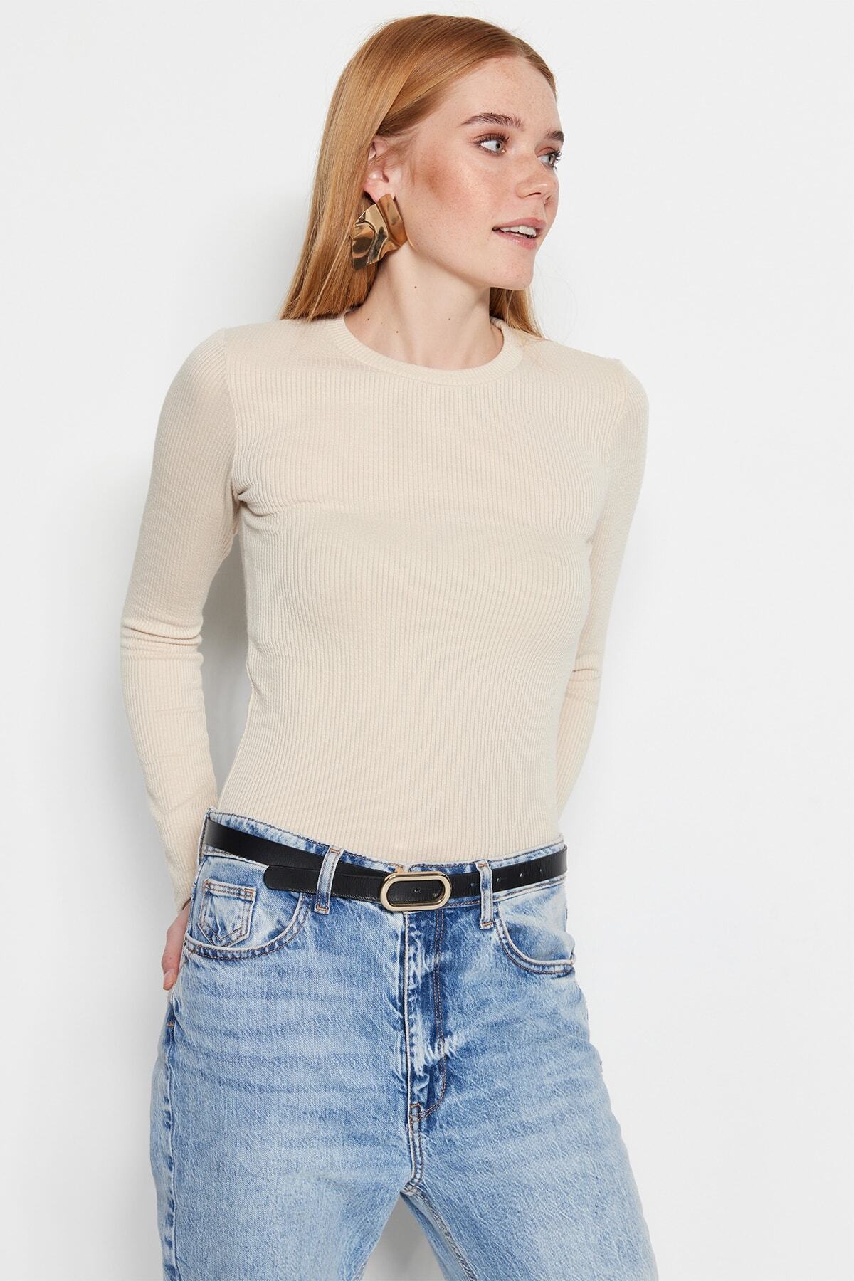 Trendyol Modest-Negru-bej, pachet de 2 mâneci lungi, în partea inferioară, cu fermoar, lenjerie de corp tricotată Căptușeală pentru corp TCTSS23UK00062 3