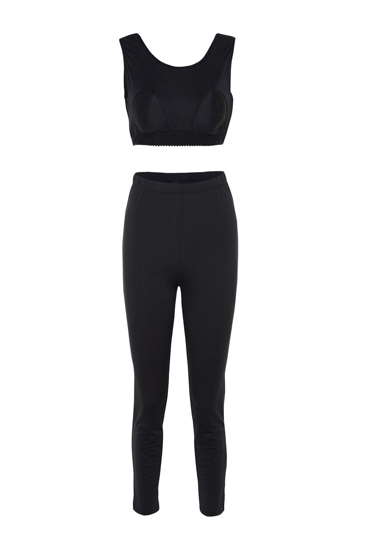 Trendyol Modest-طقم ملابس سباحة أسود منسوج من الليكرا مكون من 4 قطع TCTSS23CF00000 7