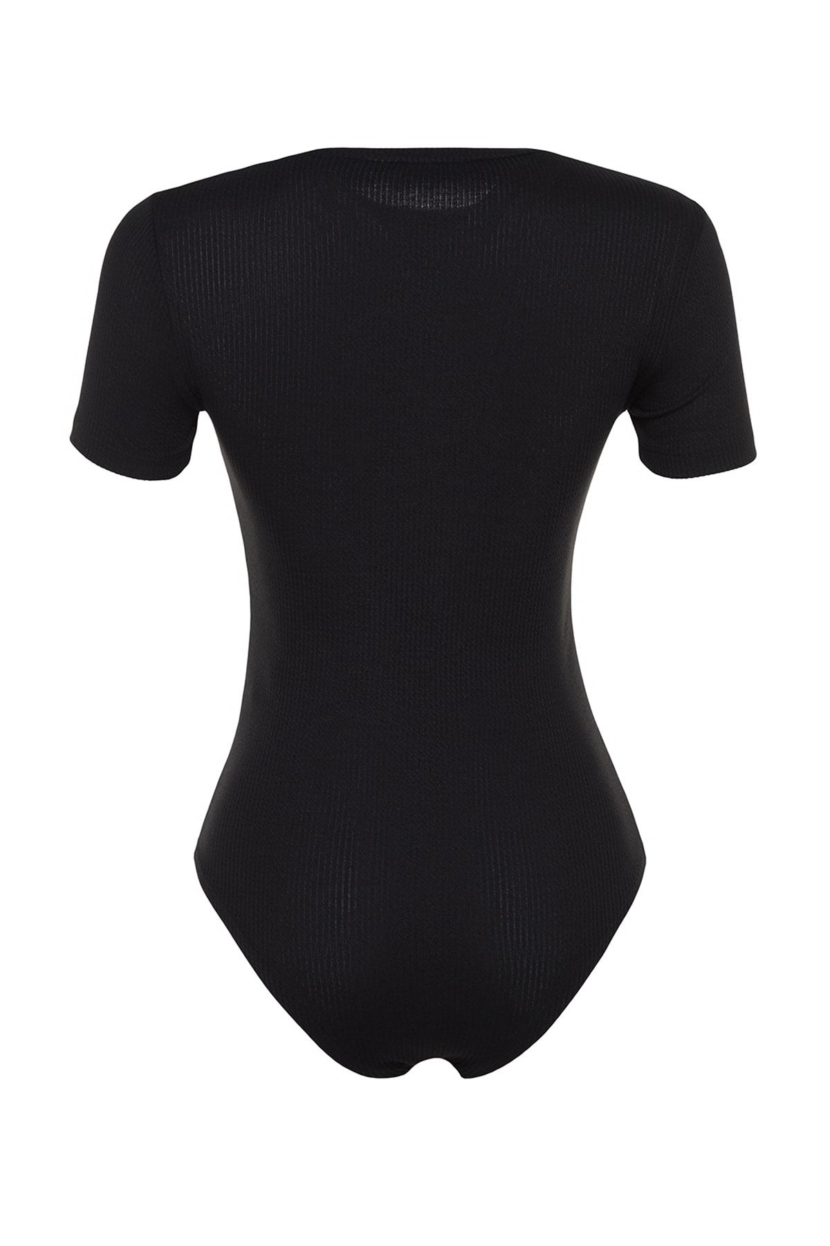 Trendyol Modest-Tunica de corp tricotata neagra - jumatate de maneca si capse pe partea de jos TCTSS23UK00056 7