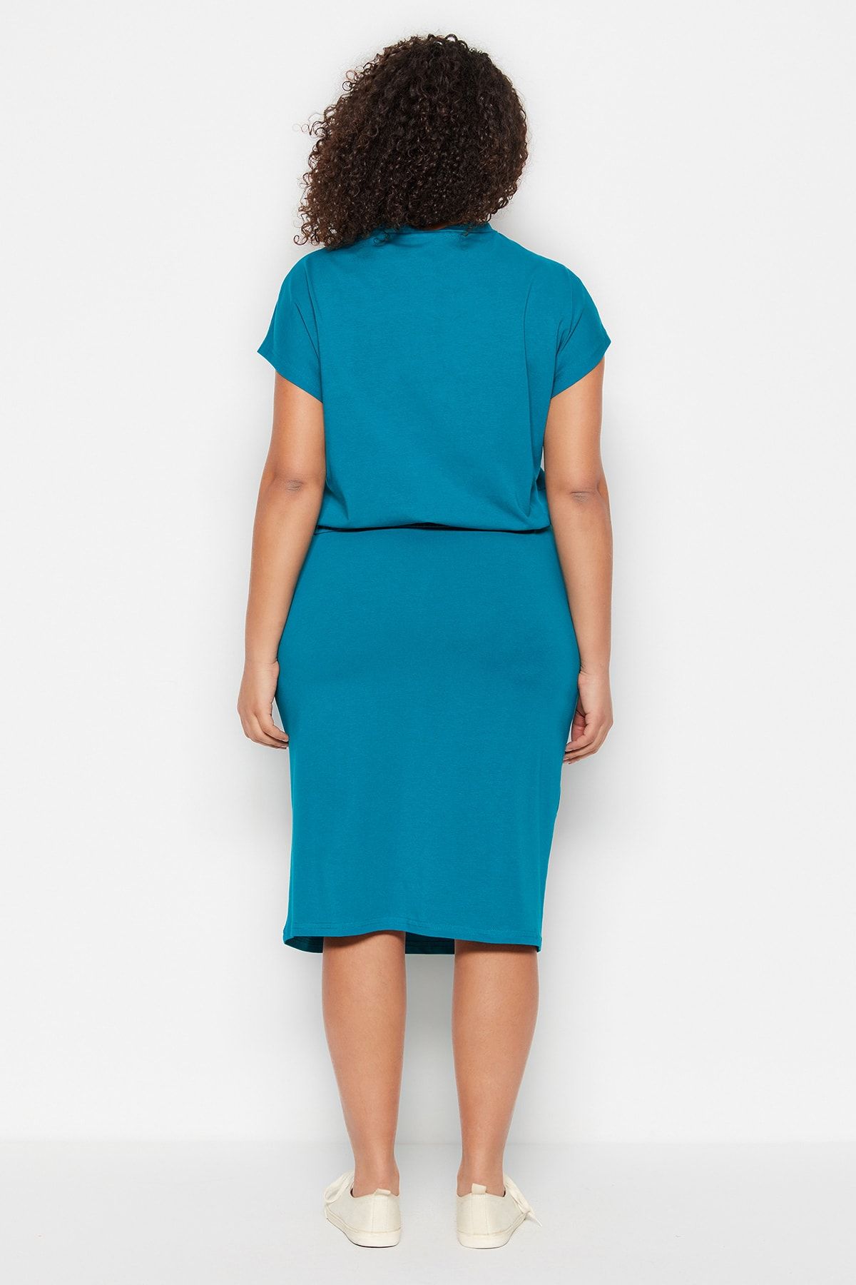 Trendyol Curve-Petrol Crew Neck Knitted Bottom-Top Set TBBSS22AU0003 5