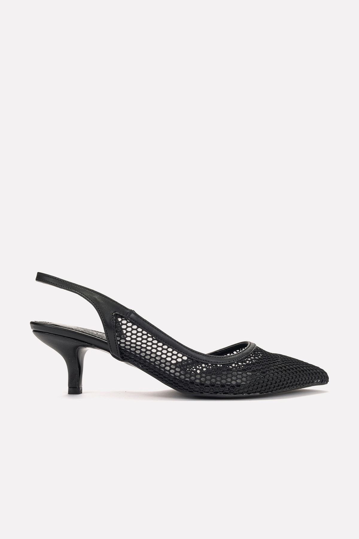 کفش پاشنه کلاسیک سیاه زنانه مبهم اورجینال luvishoes