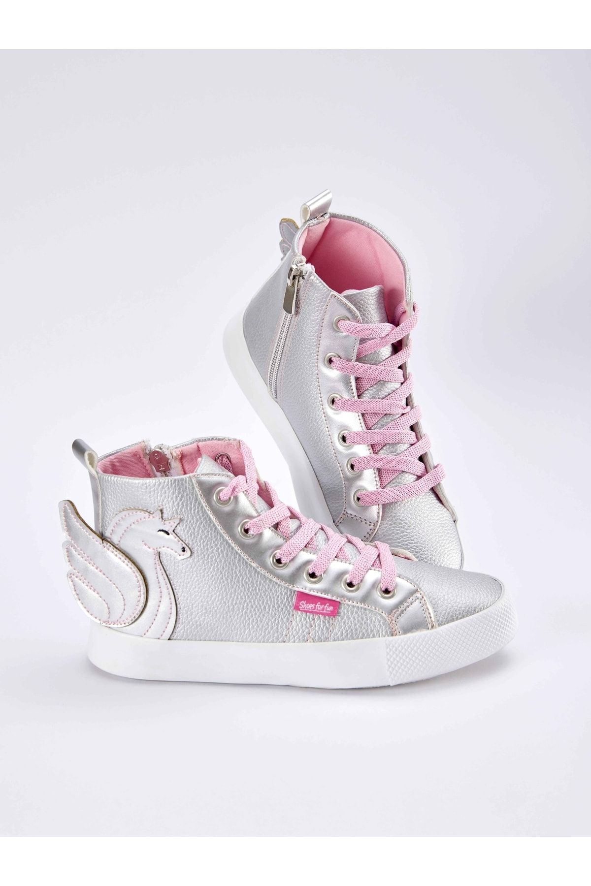 Kanatlı Unicorn Gümüş Kız Çocuk Sneakers