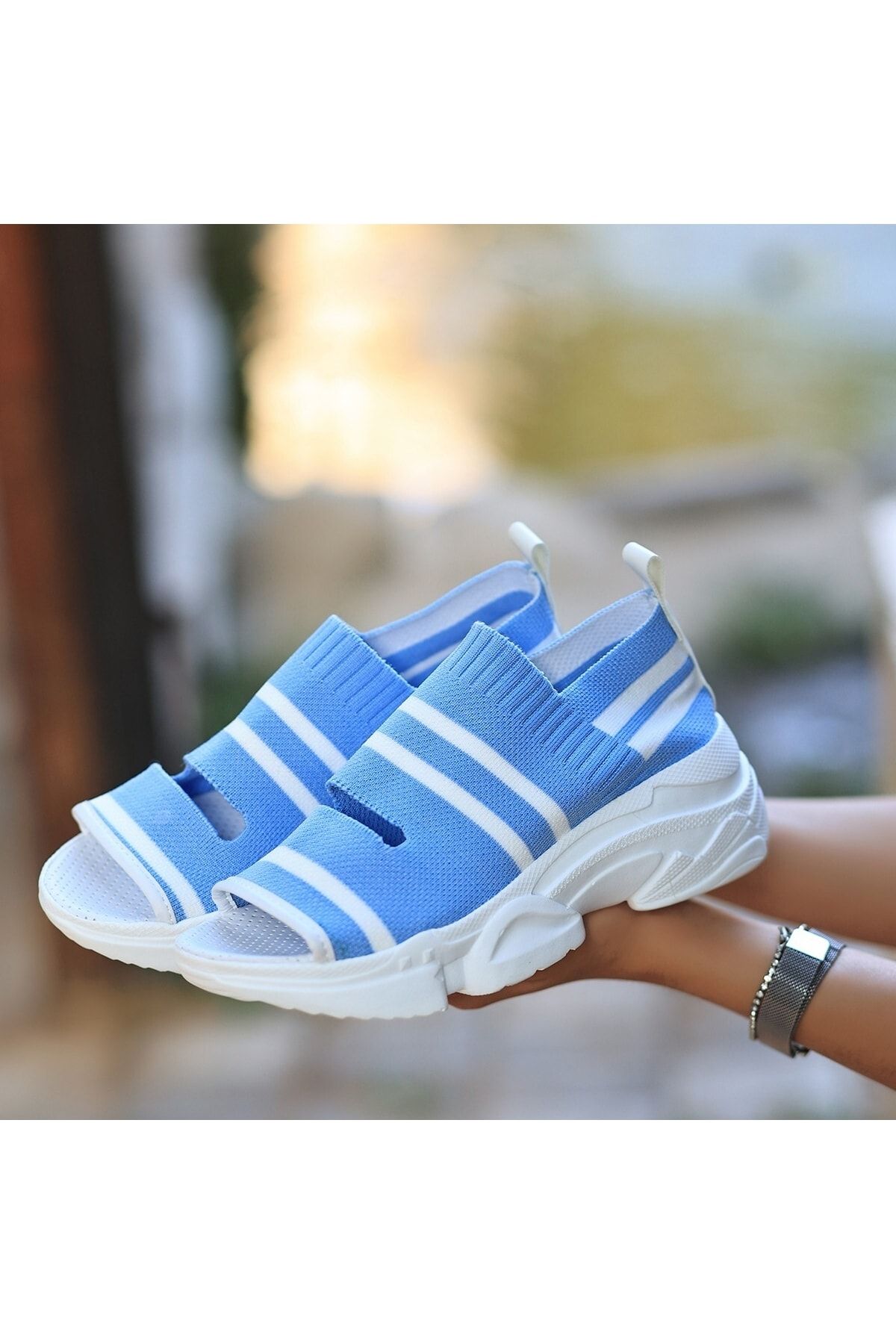 Turuncix Kadın Bebe Mavisi Triko Sandalet VB7193