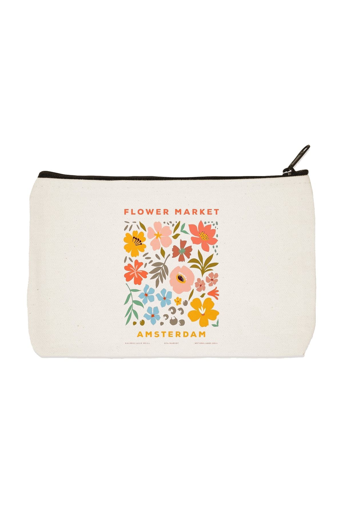 designedfy Clutch Flower Market Amsterdam Geantă De Machiaj Din Pânză Imprimată, Suport Stilou, Geantă De Mână - One Size