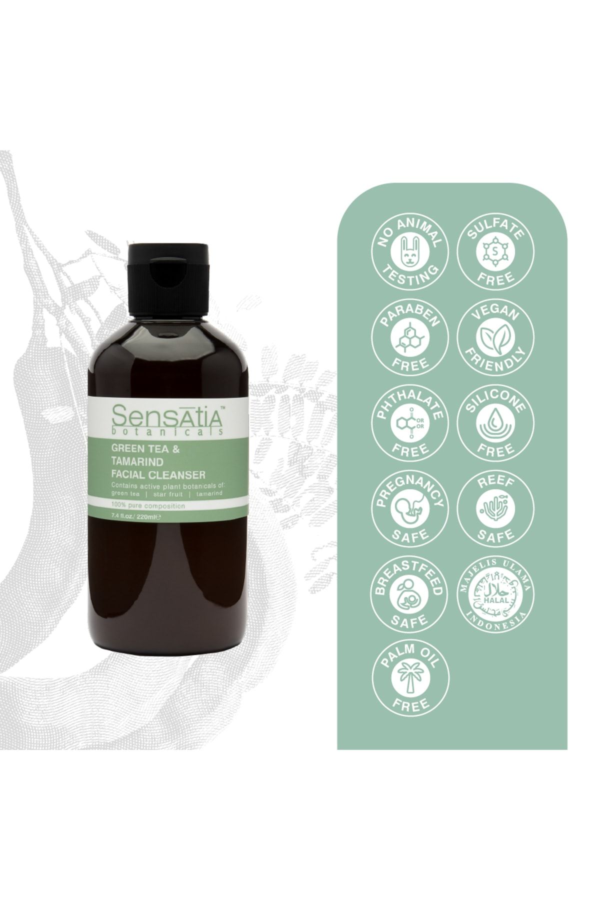 Sensatia Botanicals Green Tea & Tamarind Facial Cleanser 220ml