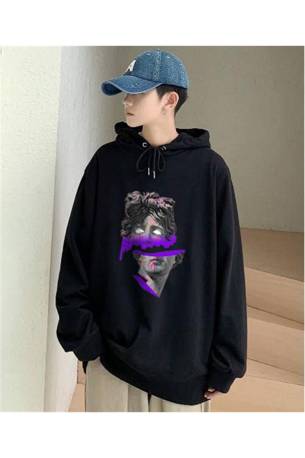 Touz Moda Dompuleri Moda Sculpture Art Purple Black Hooded