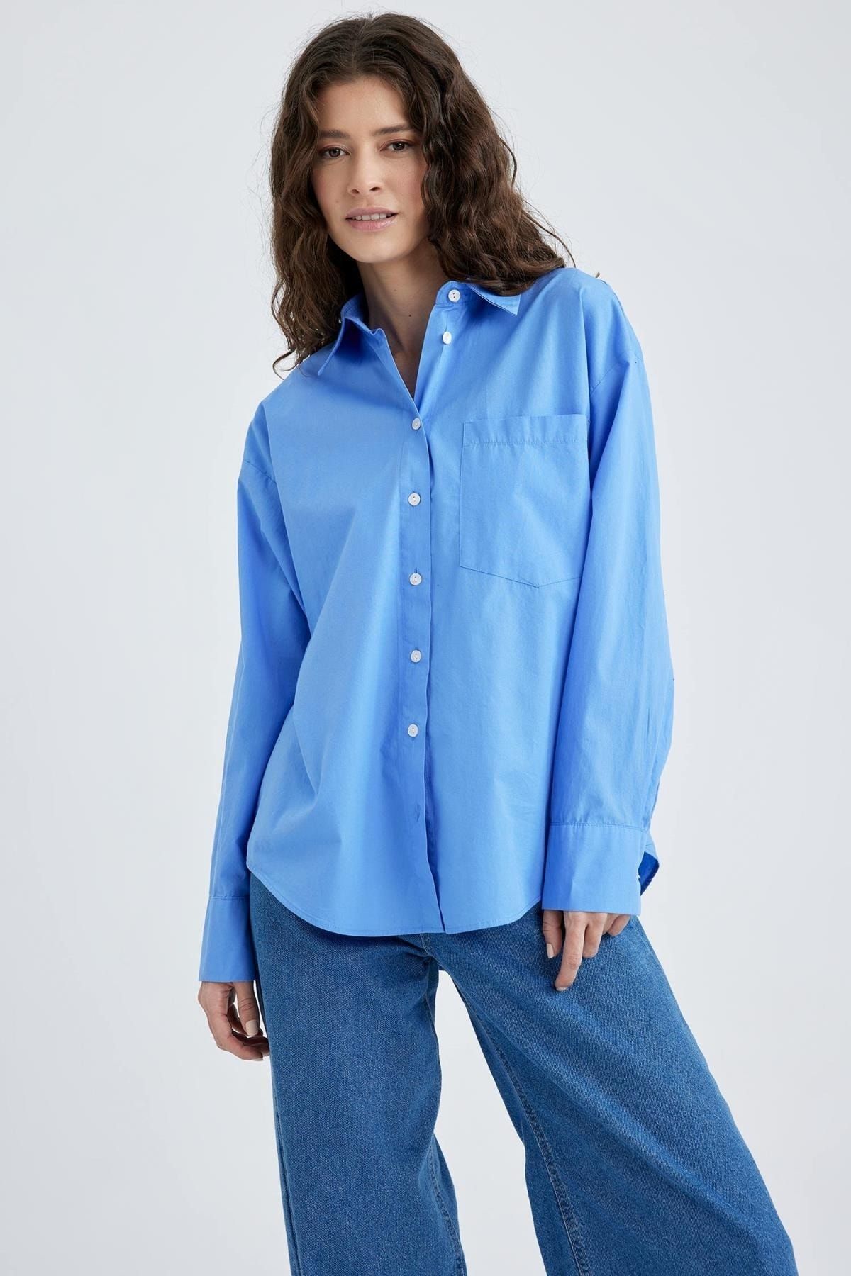 DeFacto Hemd Blau Oversized