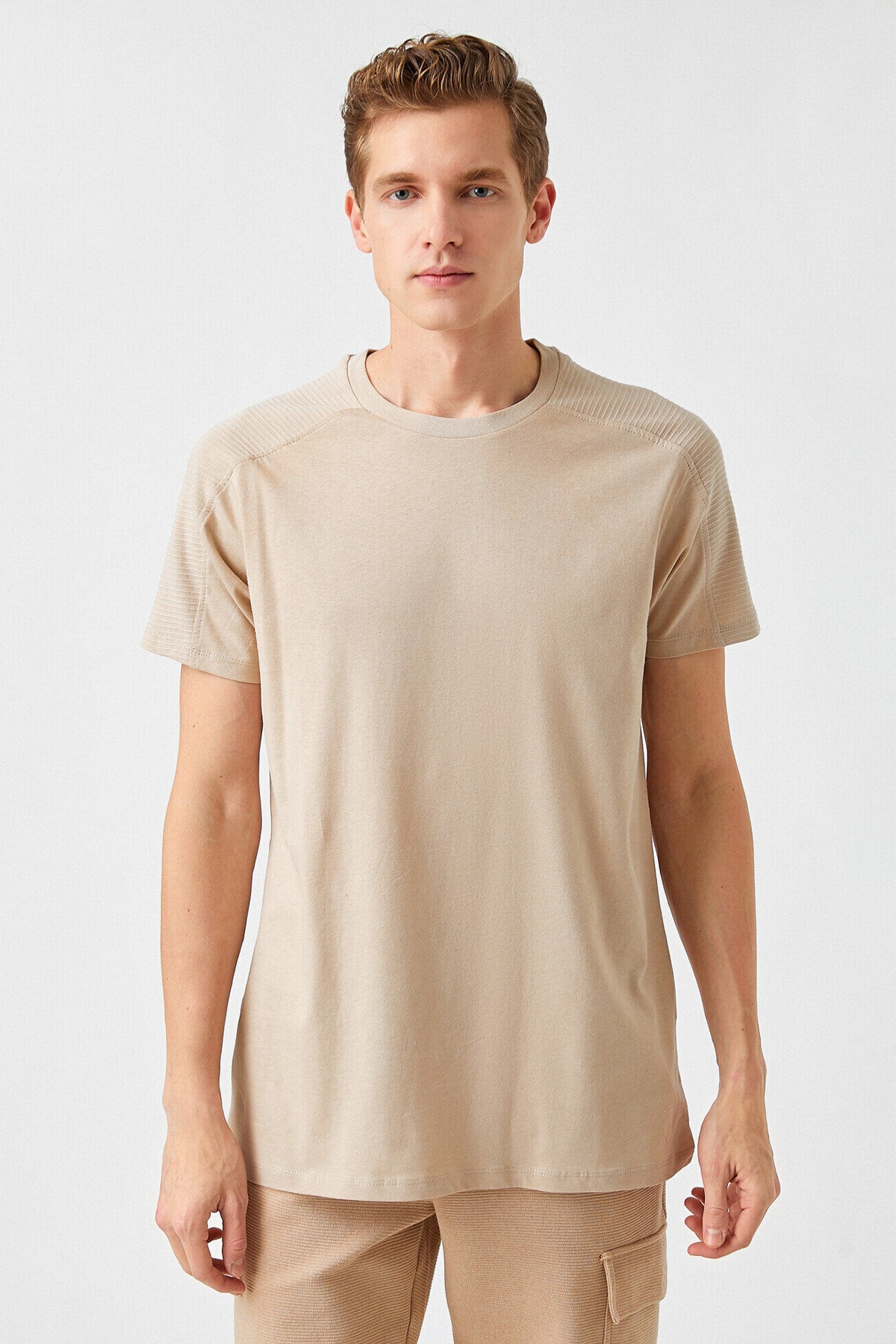 تیشرت مردانه بژ کوتون | 2YAM12004LK اورجینال - تصویر 3