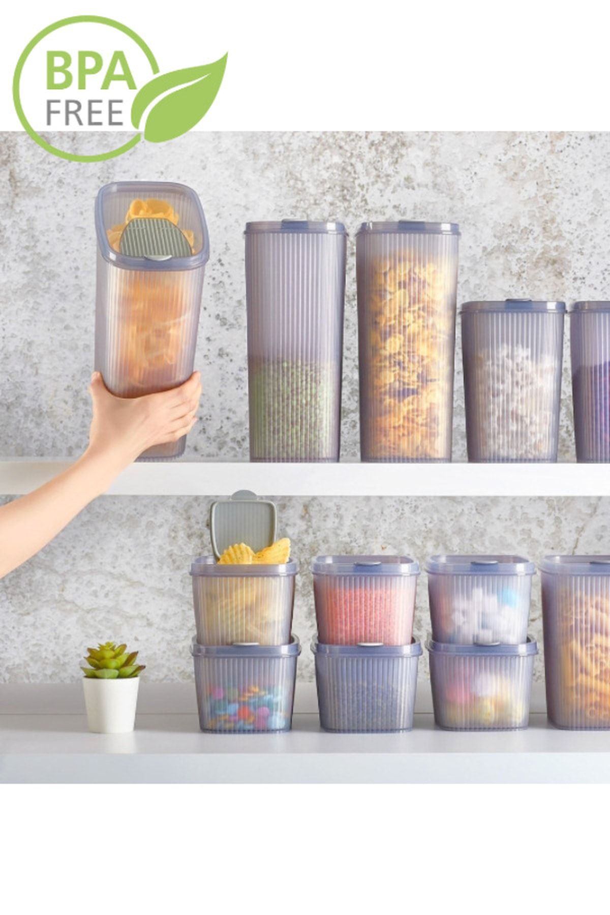 LİGROUND-9-Piece Acrylic Practical Covered Shell Design Food Storage Container (1.3 Lt - 2.5 Lt - 4 Lt) 5