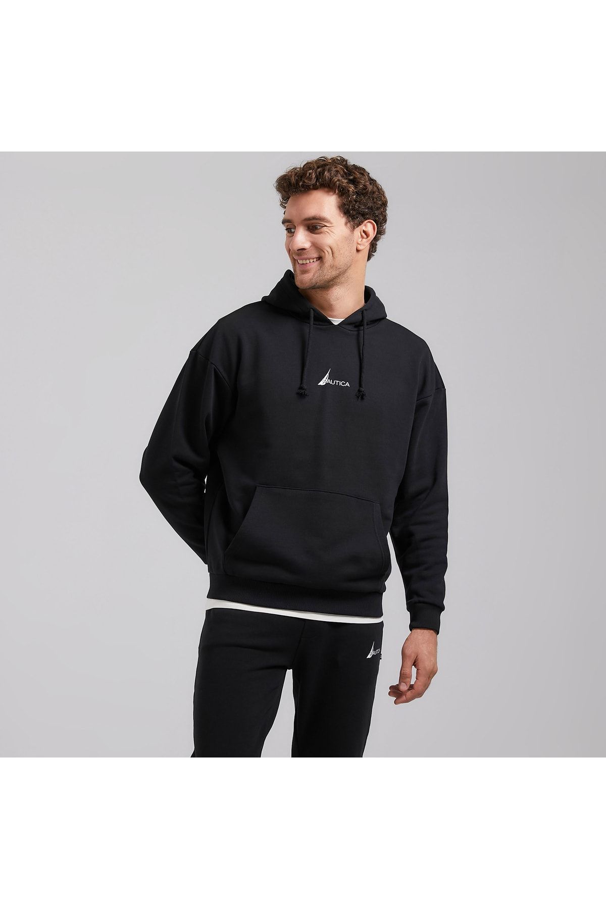 Erkek Siyah Oversıze Kapüşonlu Sweatshırt