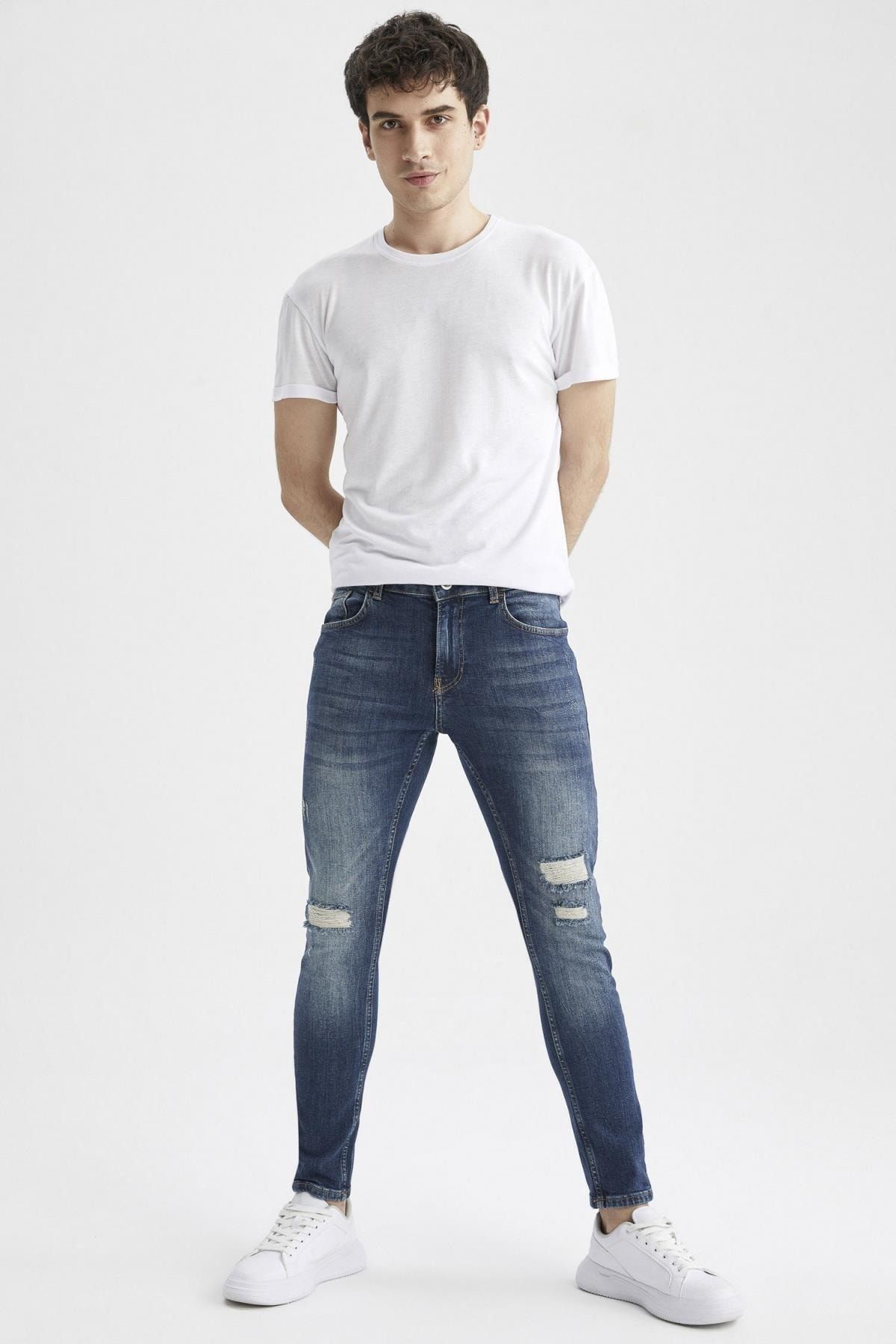 Skinny Comfort Fit Yırtık Detaylı Jean Pantolon