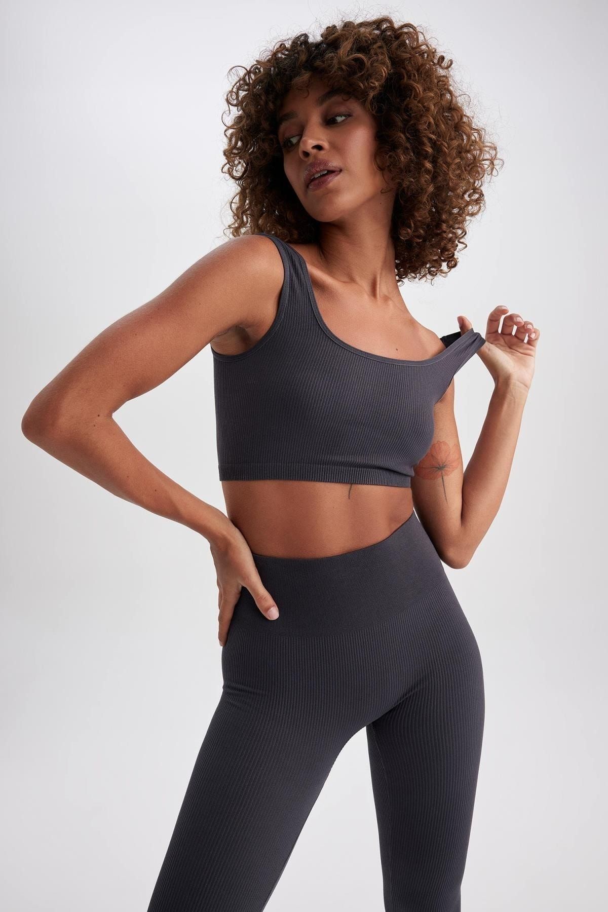 Fit Yuvarlak Yaka Seamless Dikişsiz Bra Fitili Sporcu Sütyen