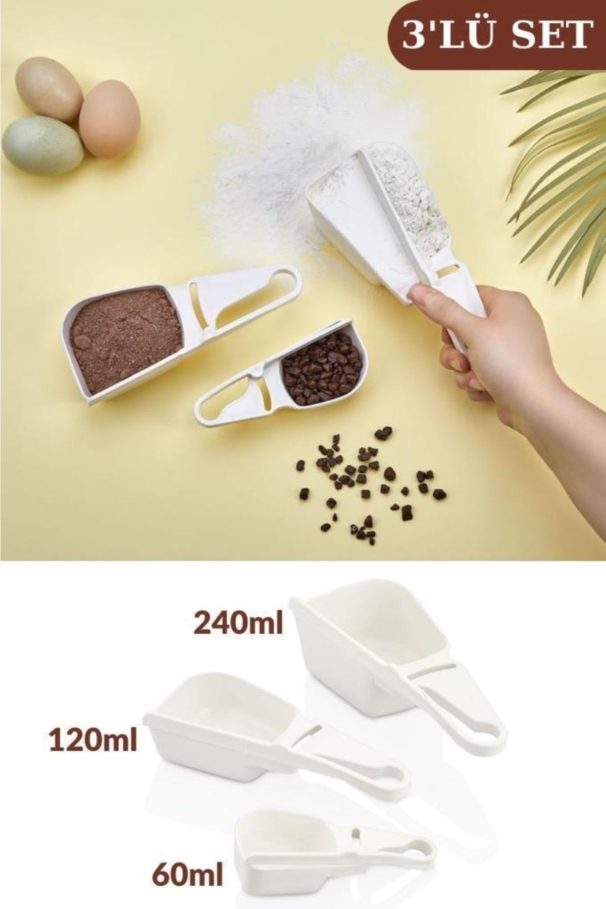 Flosoft-Flour Sugar Cocoa Pulses Detergent Measurement Set - 3-Piece Container, 3 Sizes (60ml,120ml,240ml) 1