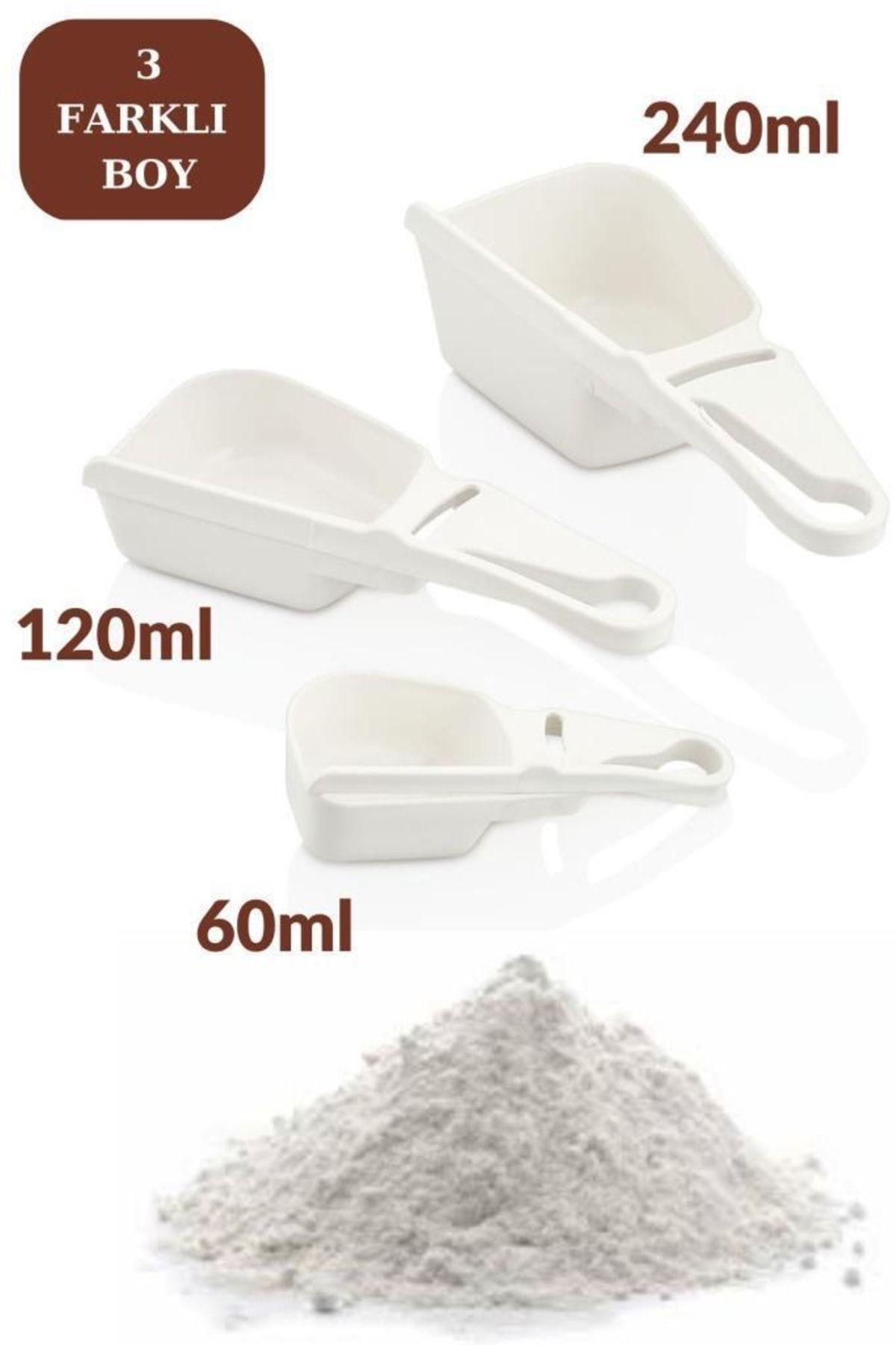 Flosoft-Flour Sugar Cocoa Pulses Detergent Measurement Set - 3-Piece Container, 3 Sizes (60ml,120ml,240ml) 3