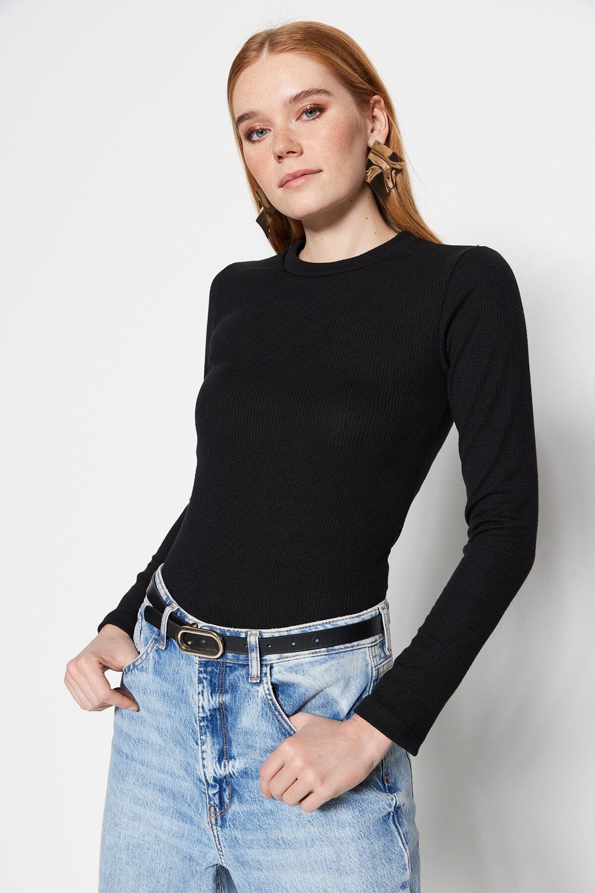 Trendyol Modest-Negru-bej, pachet de 2 mâneci lungi, în partea inferioară, cu fermoar, lenjerie de corp tricotată Căptușeală pentru corp TCTSS23UK00062 2